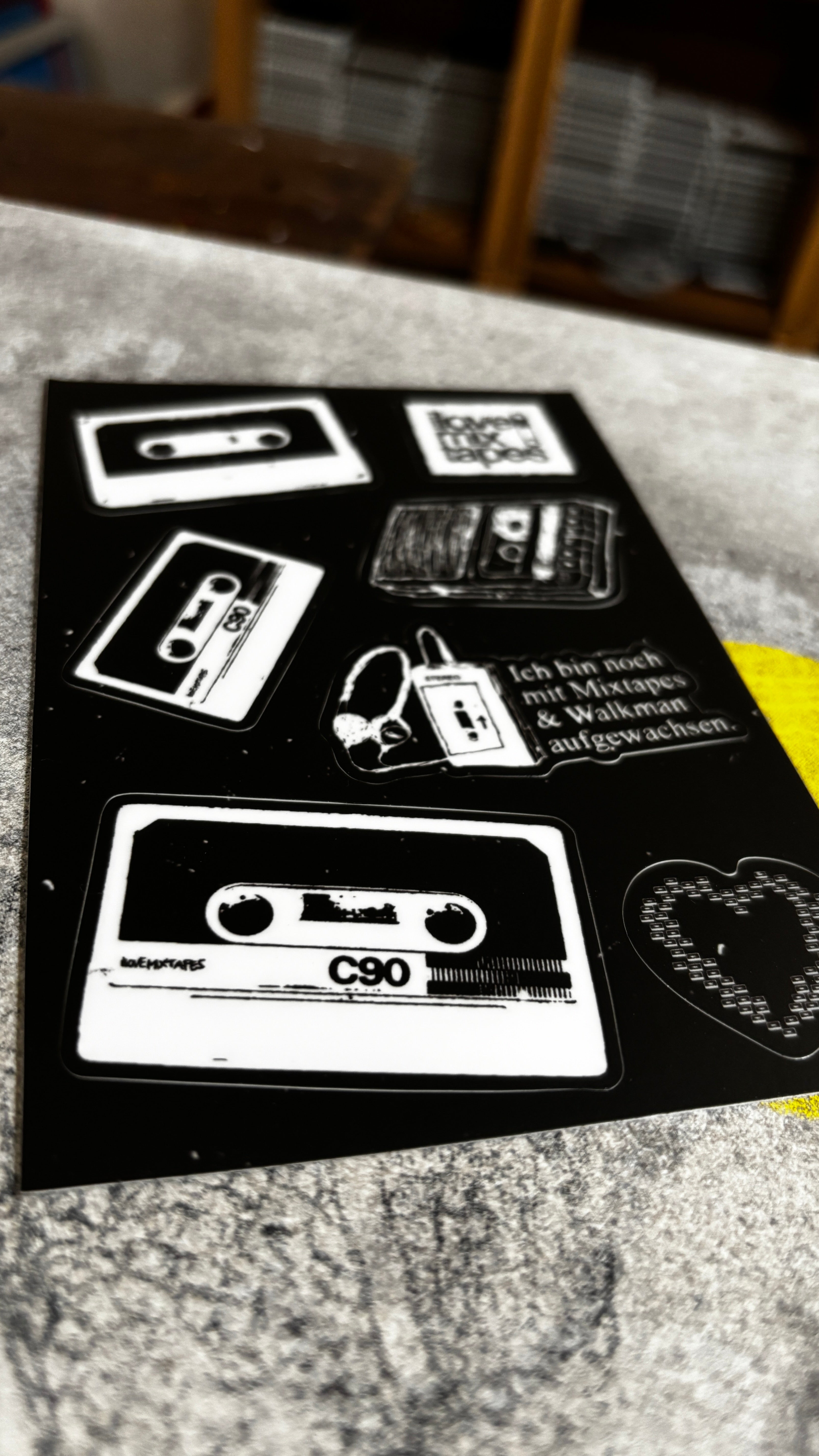 Sticker-Set „Mixtapeliebe“ – 7 Vinyl Sticker auf Bogen (10 x 15 cm)