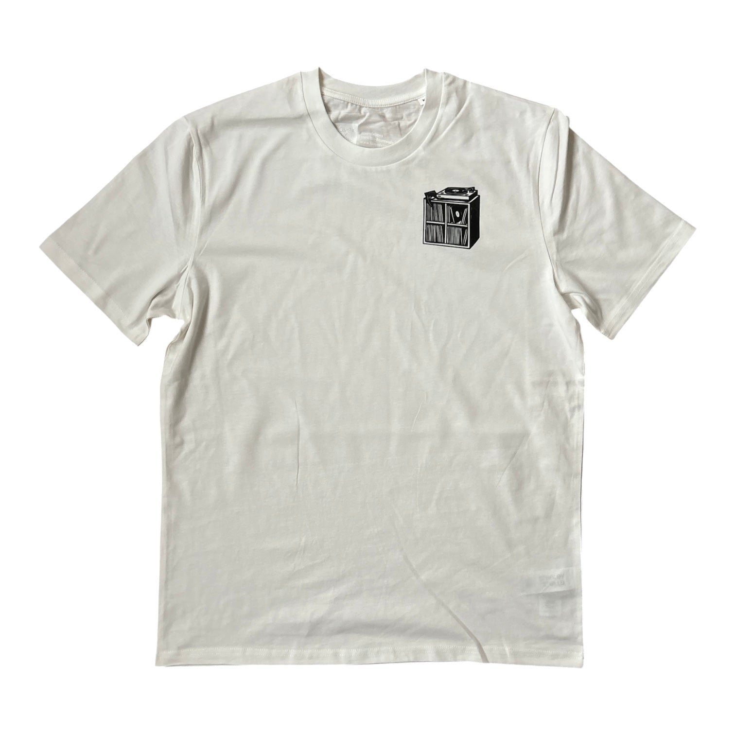 Plattenregal T-Shirt – Off White | Nachhaltiges Unisex Shirt für Vinyl- & Musikfans
