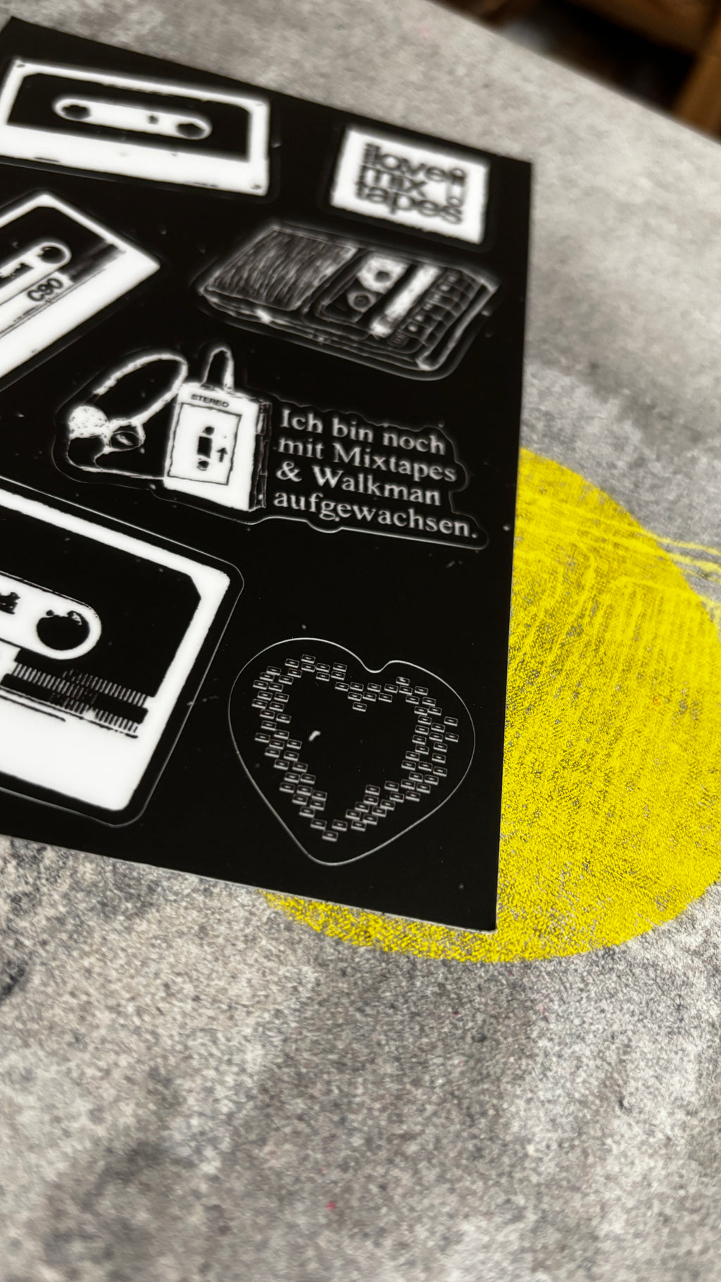 Sticker-Set „Mixtapeliebe“ – 7 Vinyl Sticker auf Bogen (10 x 15 cm)