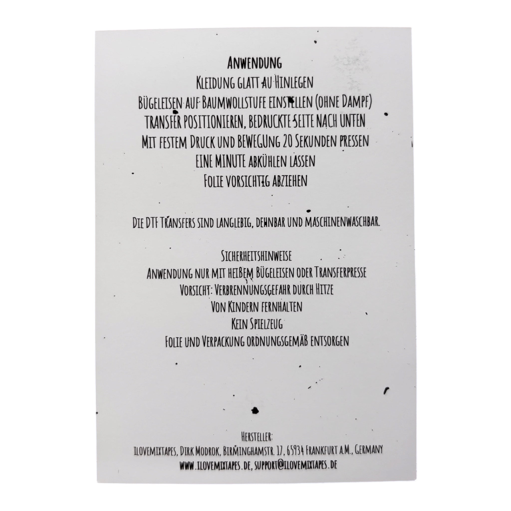 Premium DTF Transfer - Love Music - Hate Fascism - Schallplatte  – Hochwertiger Textilprint zum Aufbügeln / Bügelbild
