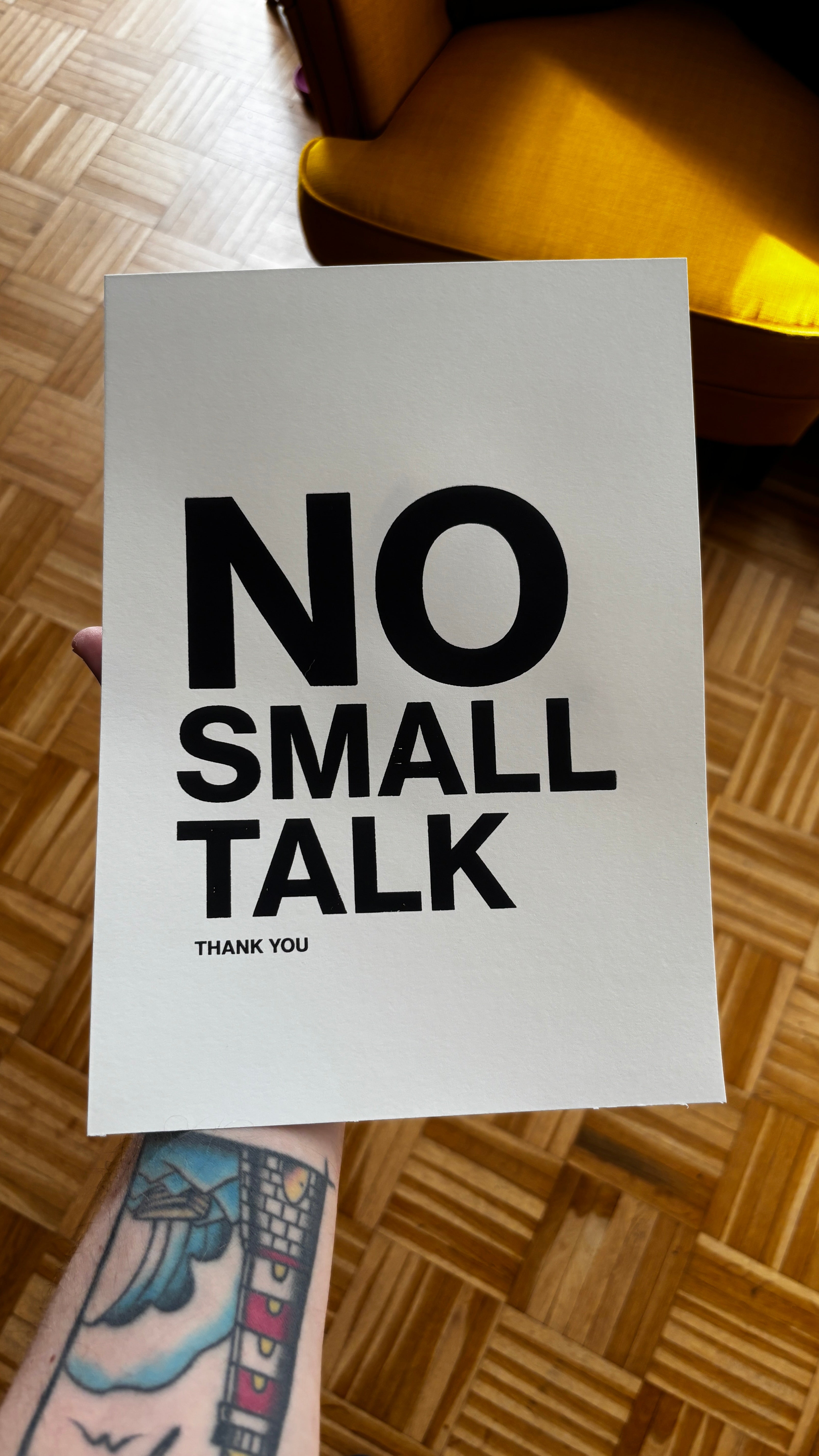 Handgefertigter Siebdruck – NO SMALL TALK thank you  - (DIN A4)