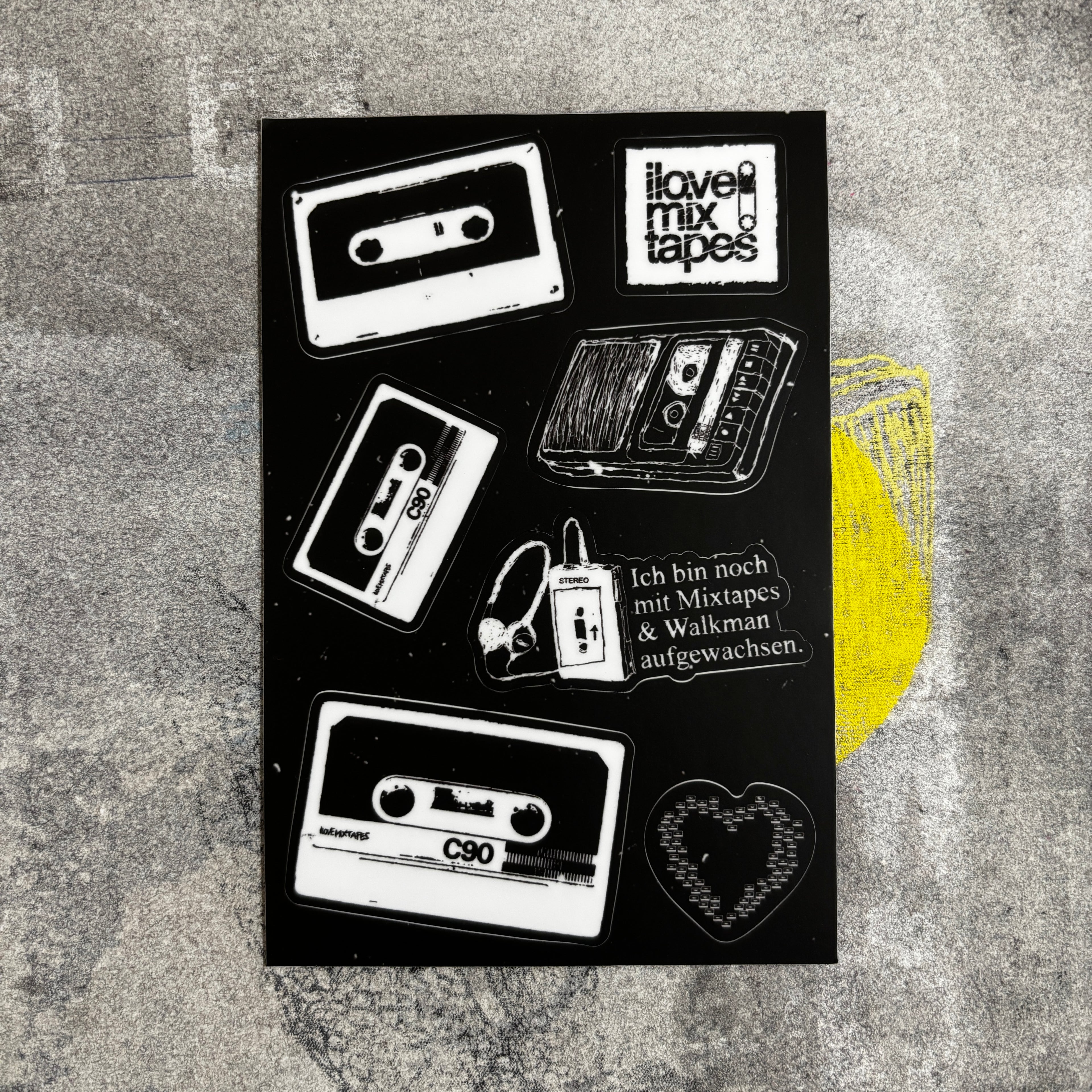 Sticker-Set „Mixtapeliebe“ – 7 Vinyl Sticker auf Bogen (10 x 15 cm)