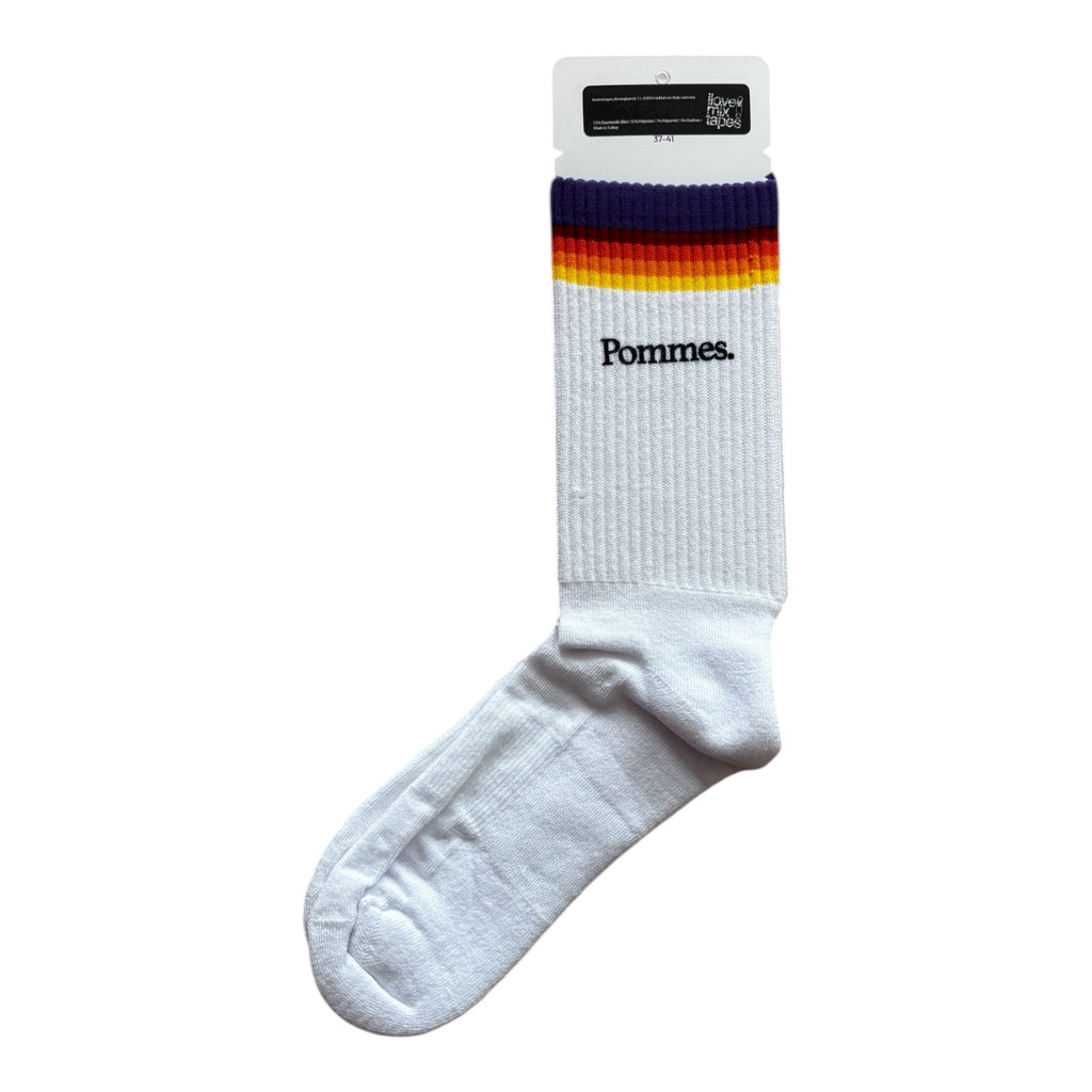 Bio Socken Pommes | Handbedruckte Siebdruck Socken | White Rainbow | Faire Produktion | Unisex