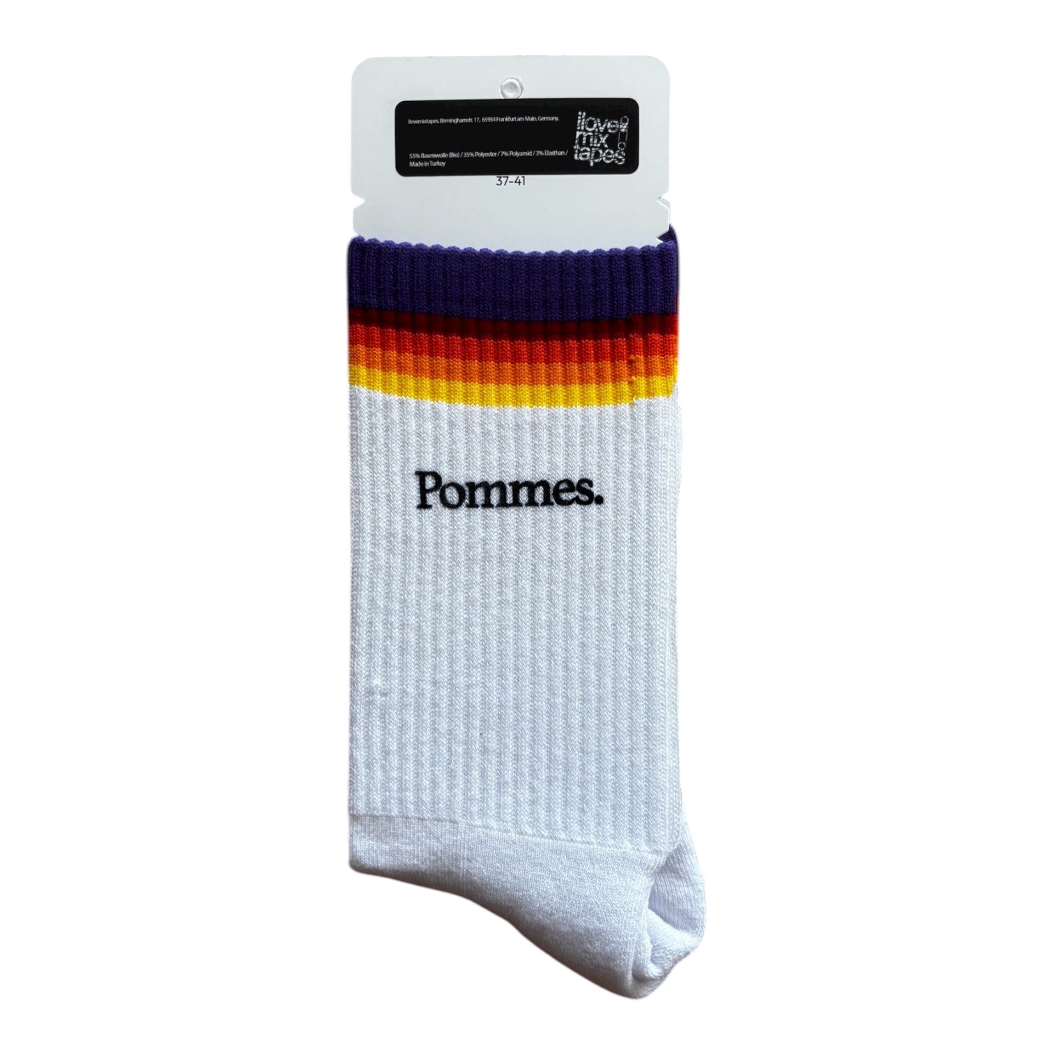 Bio Socken Pommes | Handbedruckte Siebdruck Socken | White Rainbow | Faire Produktion | Unisex