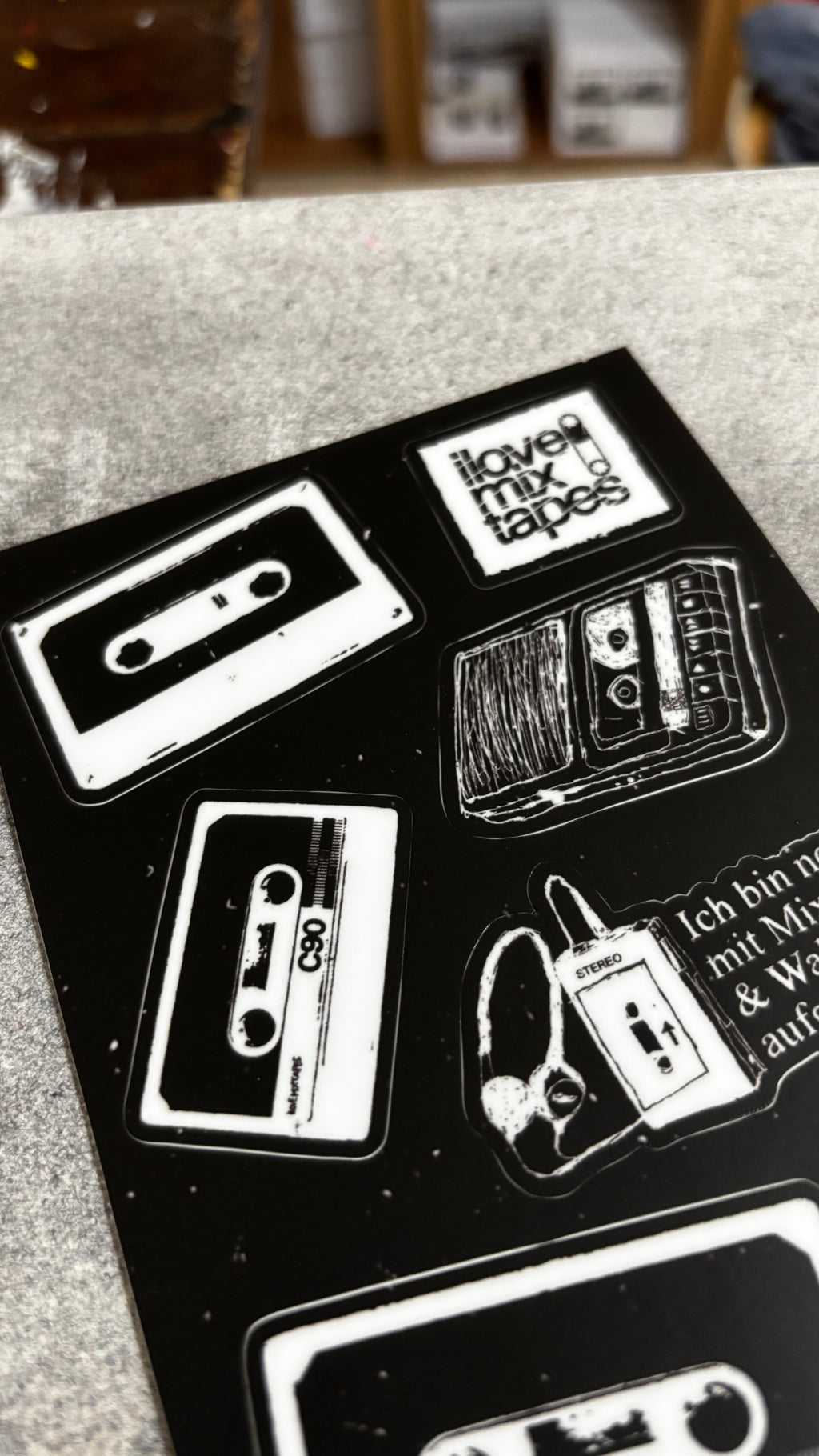 Sticker-Set „Mixtapeliebe“ – 7 Vinyl Sticker auf Bogen (10 x 15 cm)