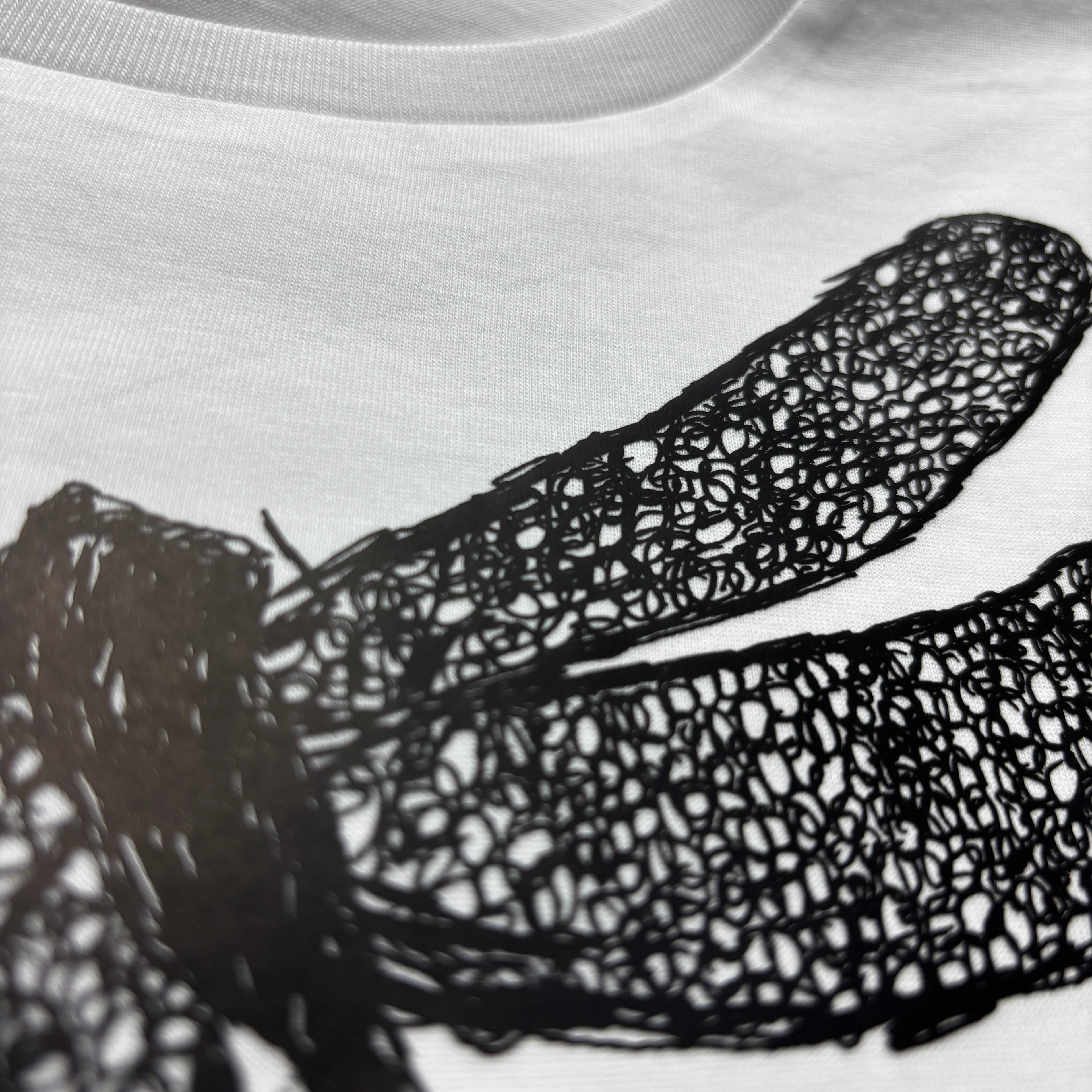 Bio T-Shirt Libelle Damen – handbedruckt & nachhaltig, Weiß