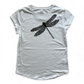 Bio T-Shirt Libelle Damen – handbedruckt & nachhaltig, Weiß