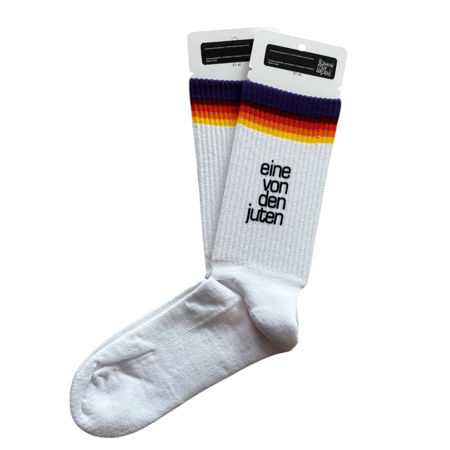 Handbedruckte „eine von den juten“ Bio-Socken | Siebdruck | Fair & nachhaltig | White Rainbow | Unisex