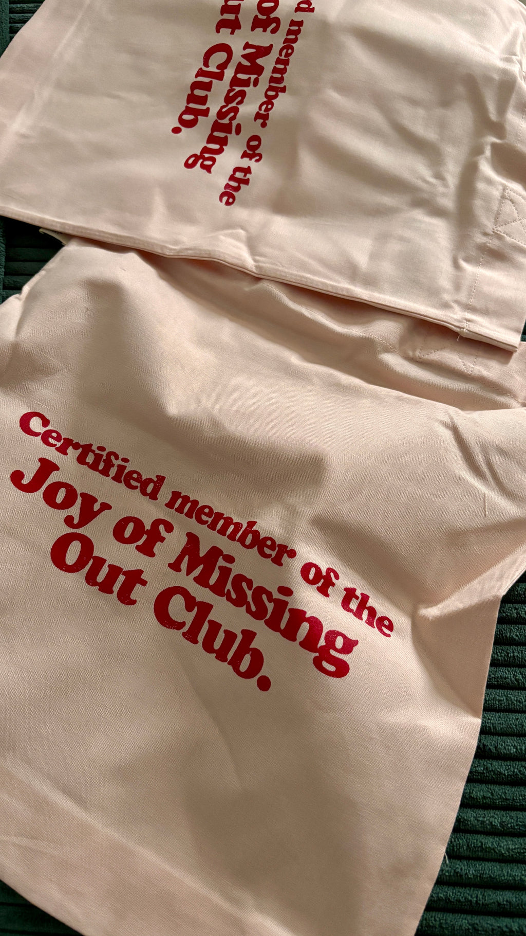 Joy of Missing Out Club Premium Tote Bag Baumwolltasche - Blush Pink
