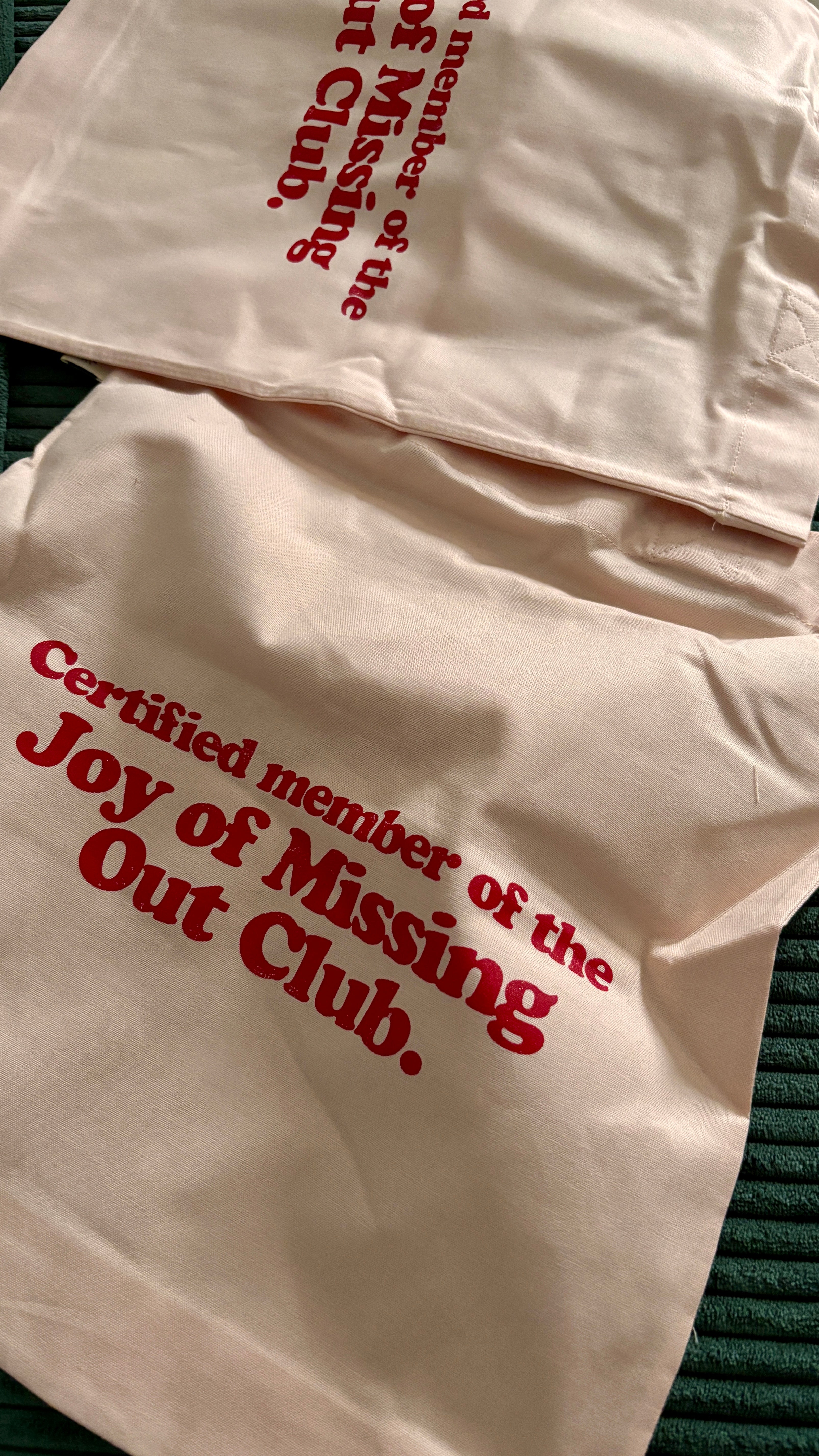 Joy of Missing Out Club Premium Tote Bag Baumwolltasche - Blush Pink