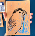 Notizheft A5 | Spatz | Handbedruckt im Siebdruck | Kraftpapier | Gepunktet | 32 Seiten | FSC-zertifiziert | Handmade
