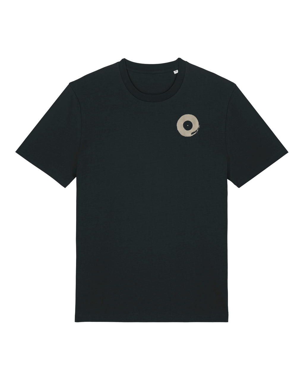 Plattenspieler T-Shirt – Bio Baumwolle, handbedruckt, schwarz, mit Front- & Rückenprint