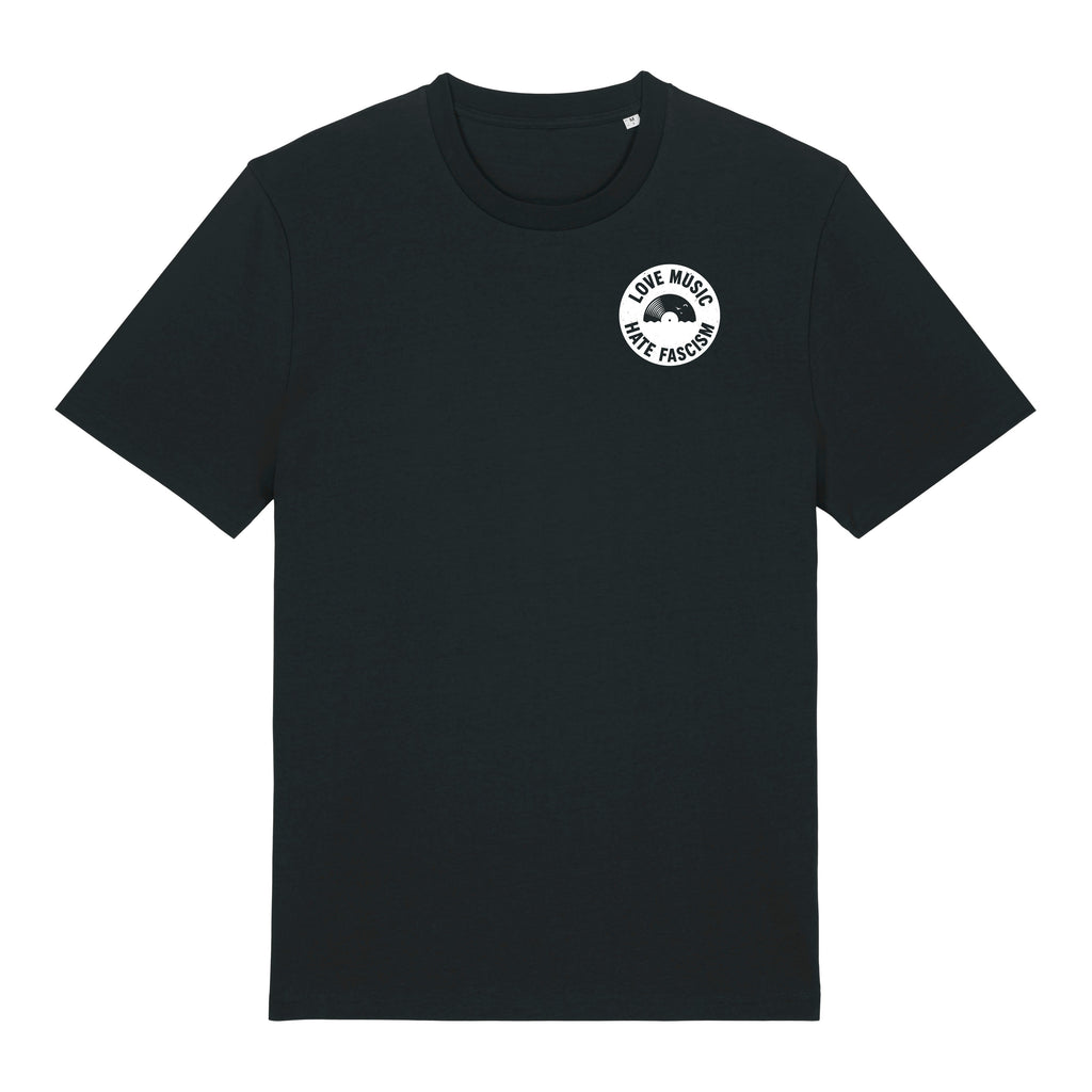Love Music – Hate Fascism T-Shirt mit Schallplatte | Unisex I Gegen Rechts