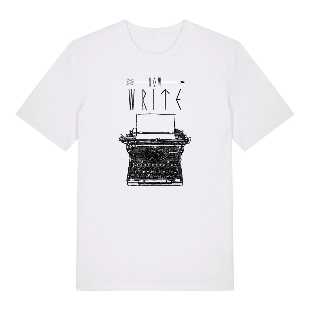Unisex T-Shirt mit Schreibmaschine Motiv - White