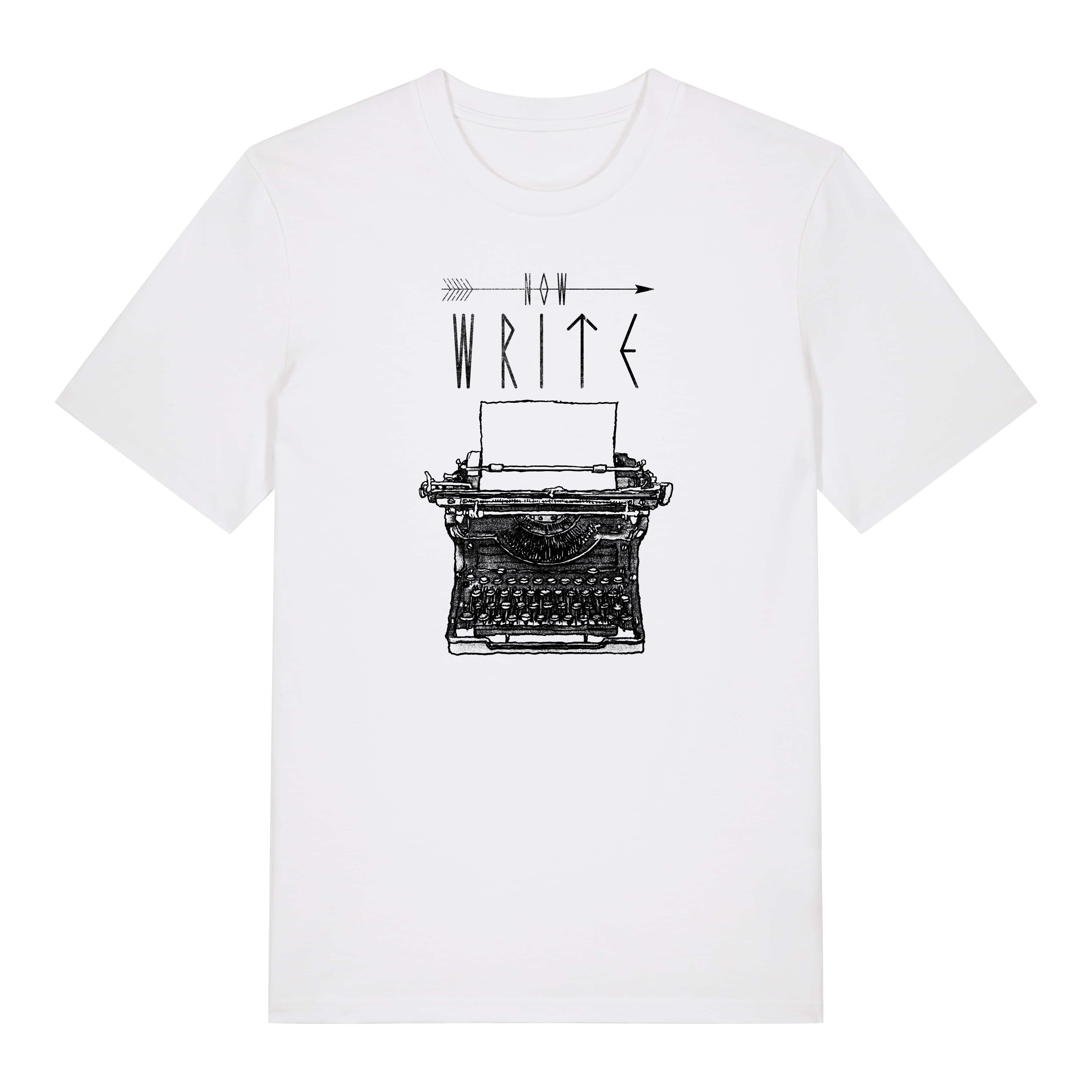 Unisex T-Shirt mit Schreibmaschine Motiv - White