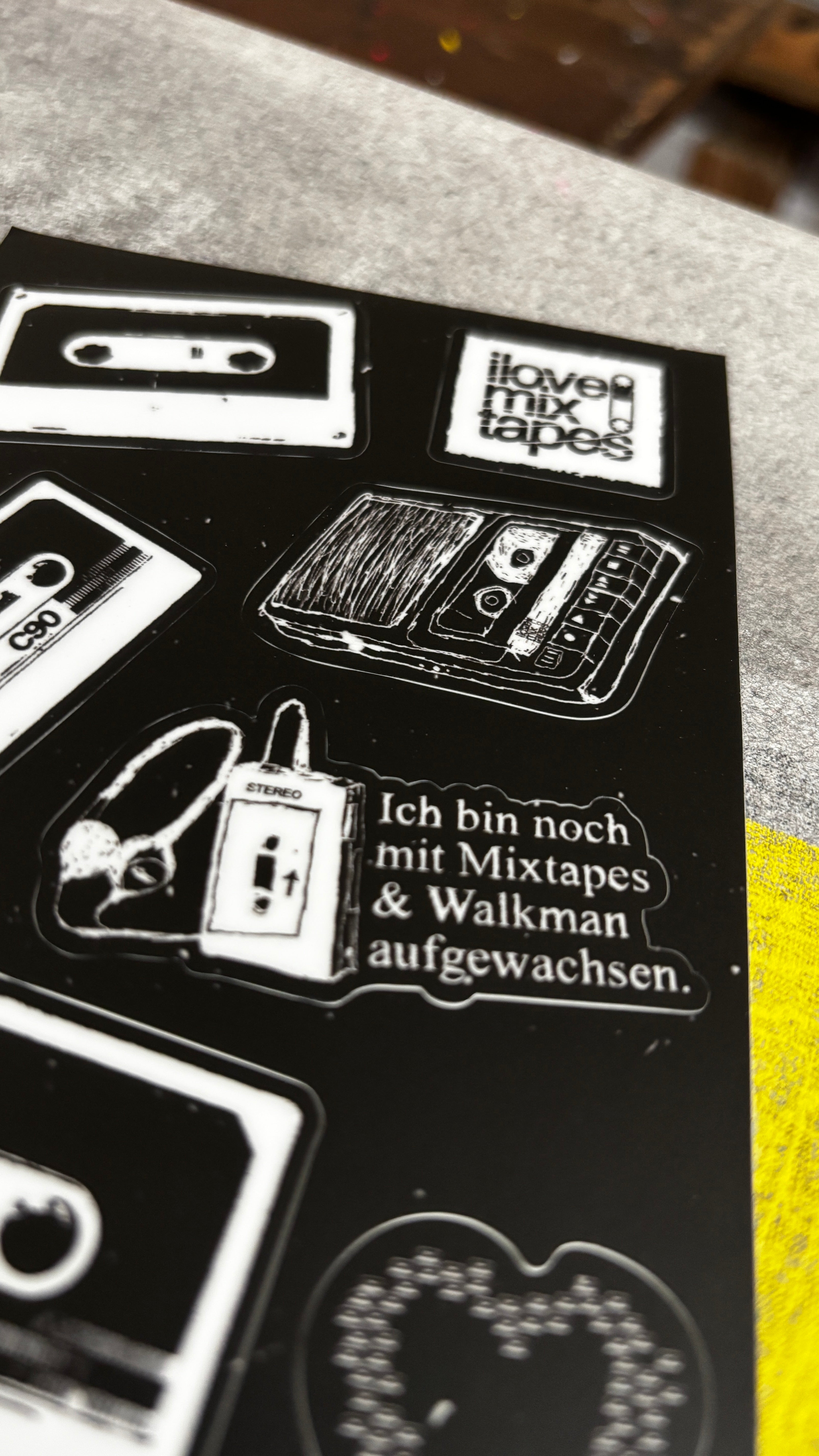 Sticker-Set „Mixtapeliebe“ – 7 Vinyl Sticker auf Bogen (10 x 15 cm)