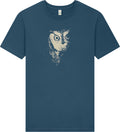 Eule Siebdruck Unisex T-Shirt Stone washed Denim Blue