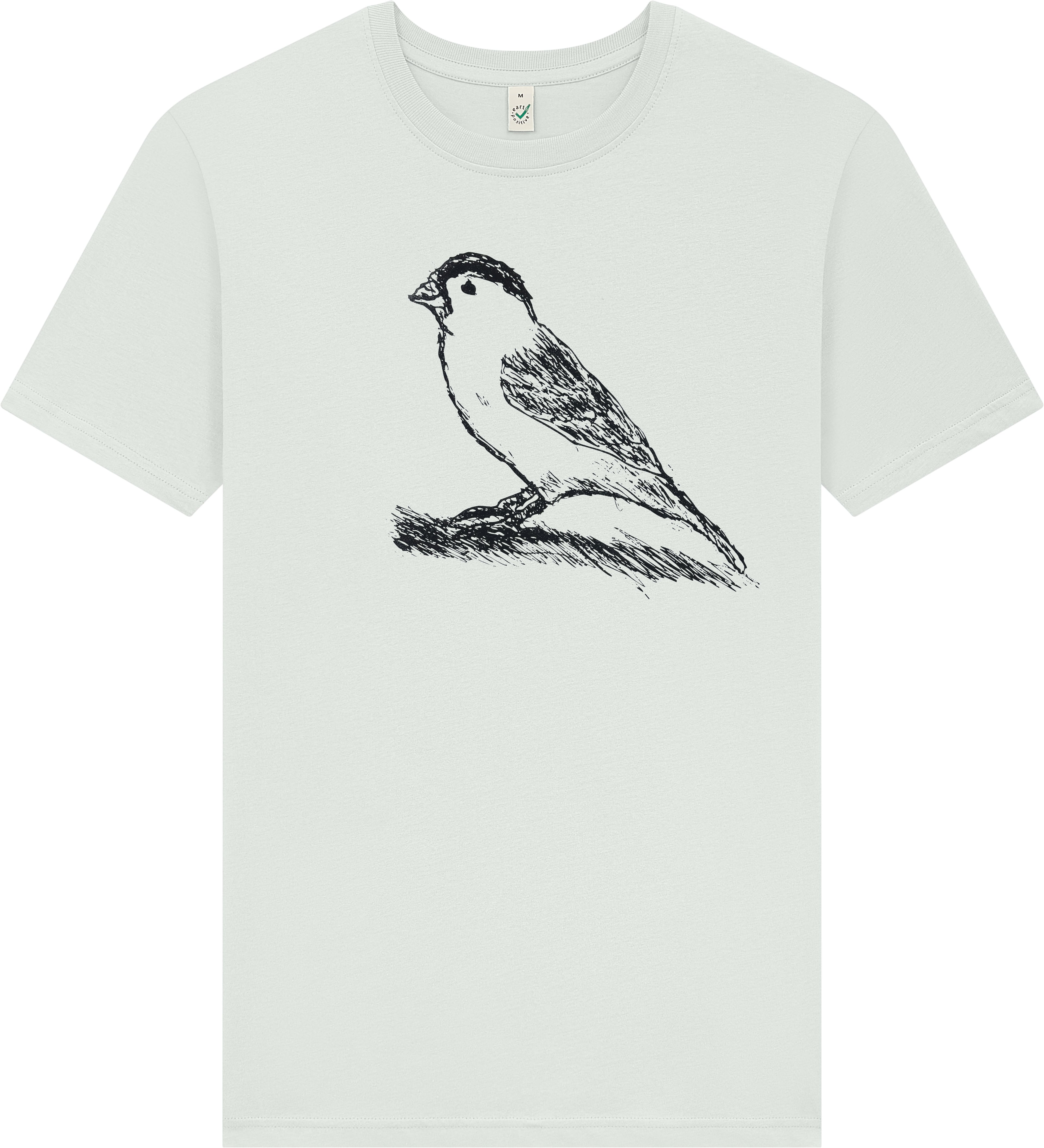 Spatz T-Shirt – Bio Baumwolle, handbedruckt - Off White