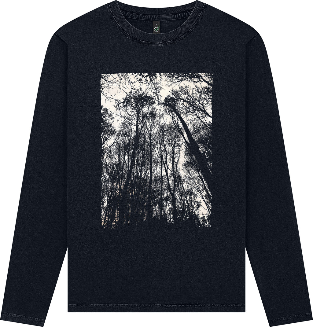 Forest Longsleeve – Stone Washed Black, Siebdruck