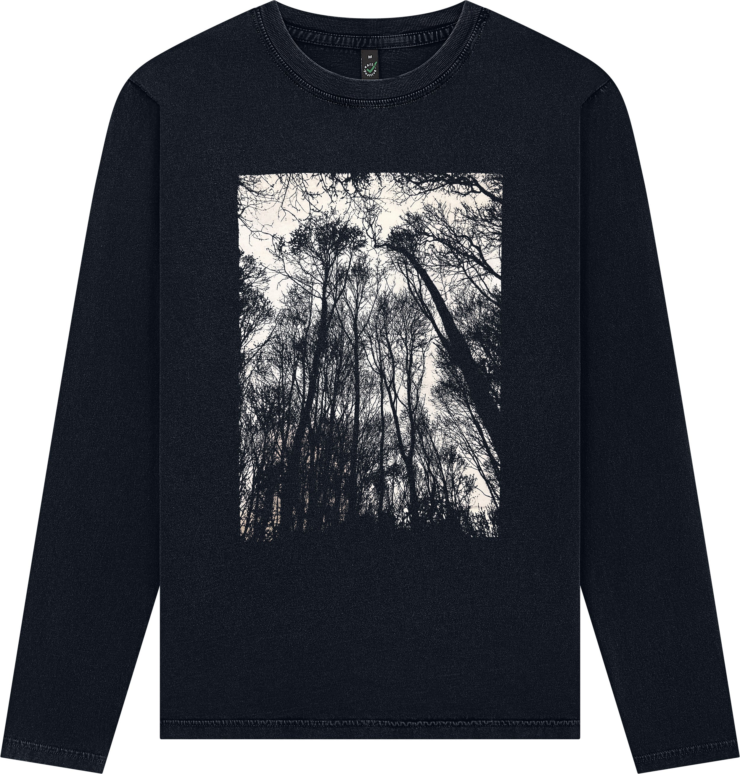 Forest Longsleeve – Stone Washed Black, Siebdruck