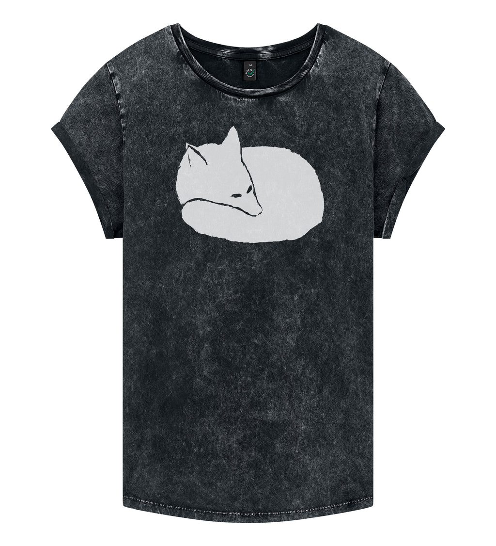 Fuchs Rolled Sleeve Women T-Shirt - Acid Black