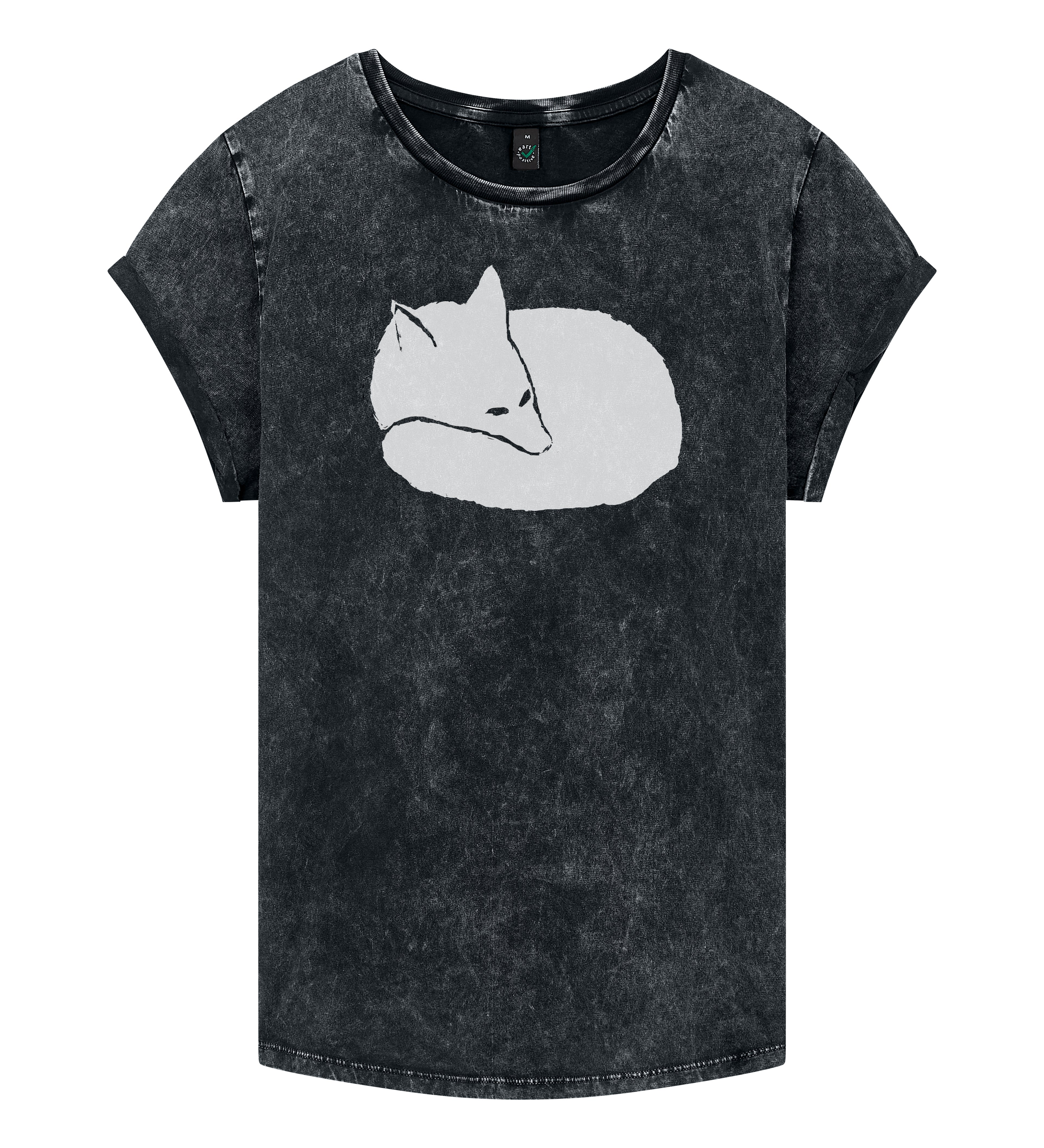 Fuchs Rolled Sleeve Women T-Shirt - Acid Black