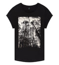 Forest Rolled Sleeve Women T-Shirt - Black