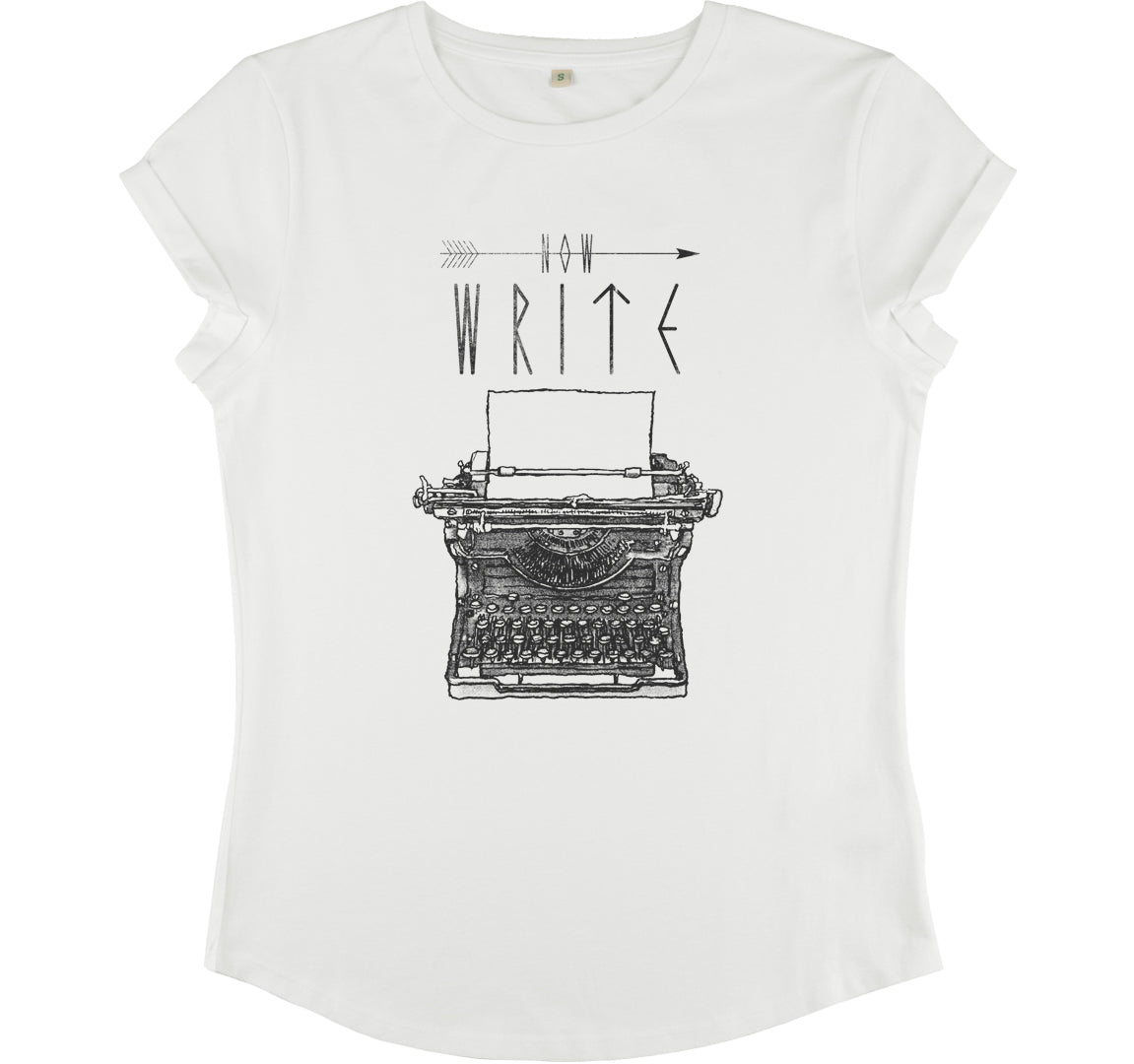 Schreibmaschine Rolled Sleeve Women T-Shirt
