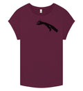 Squirrel Rolled Sleeve Women T-Shirt - Stone washed burgundy