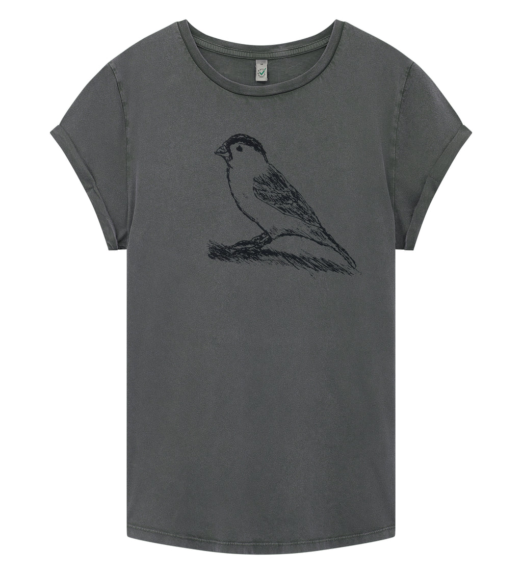 Spatz Rolled Sleeve Women T-Shirt - Washed Grey