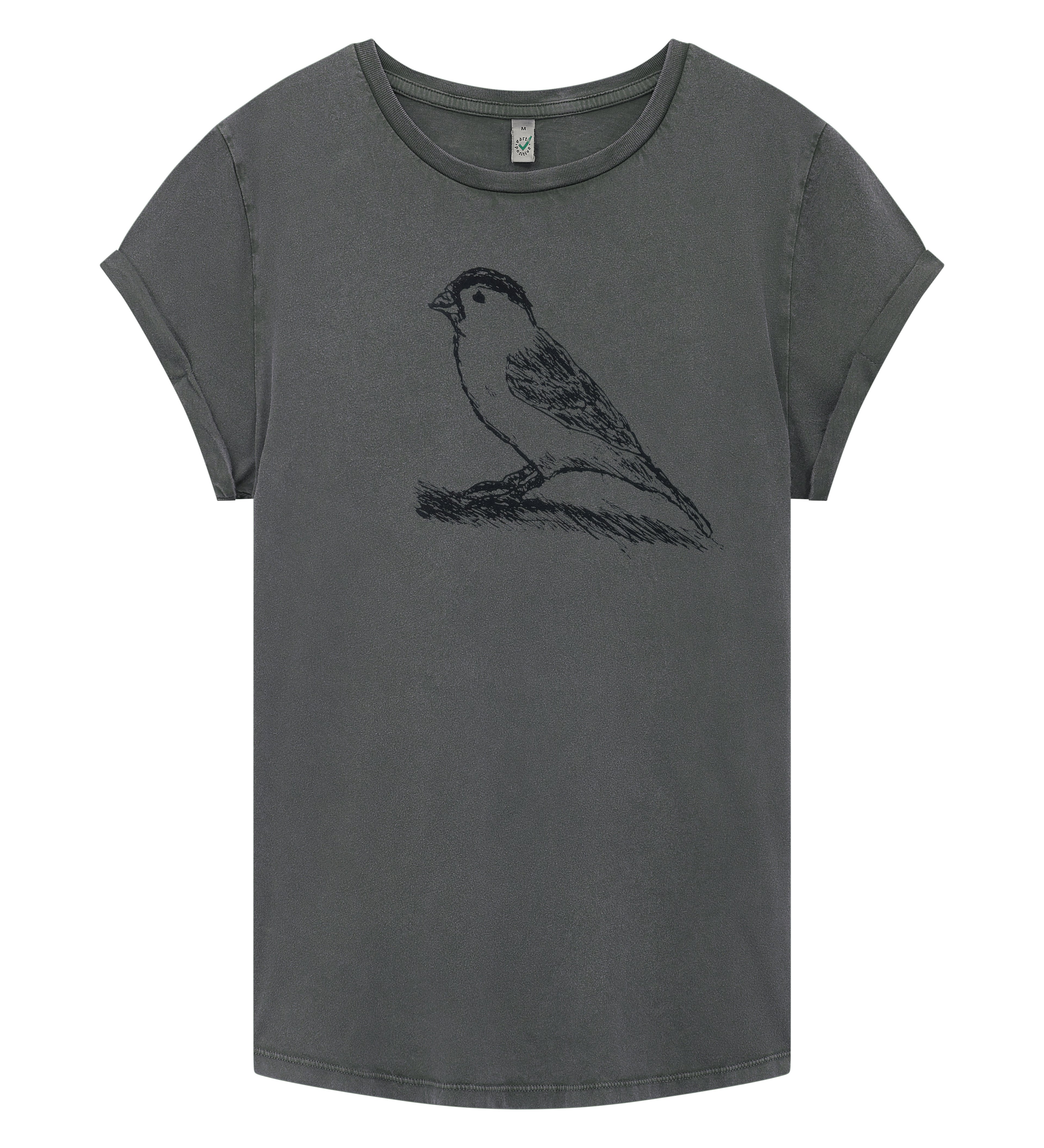 Spatz Rolled Sleeve Women T-Shirt - Washed Grey