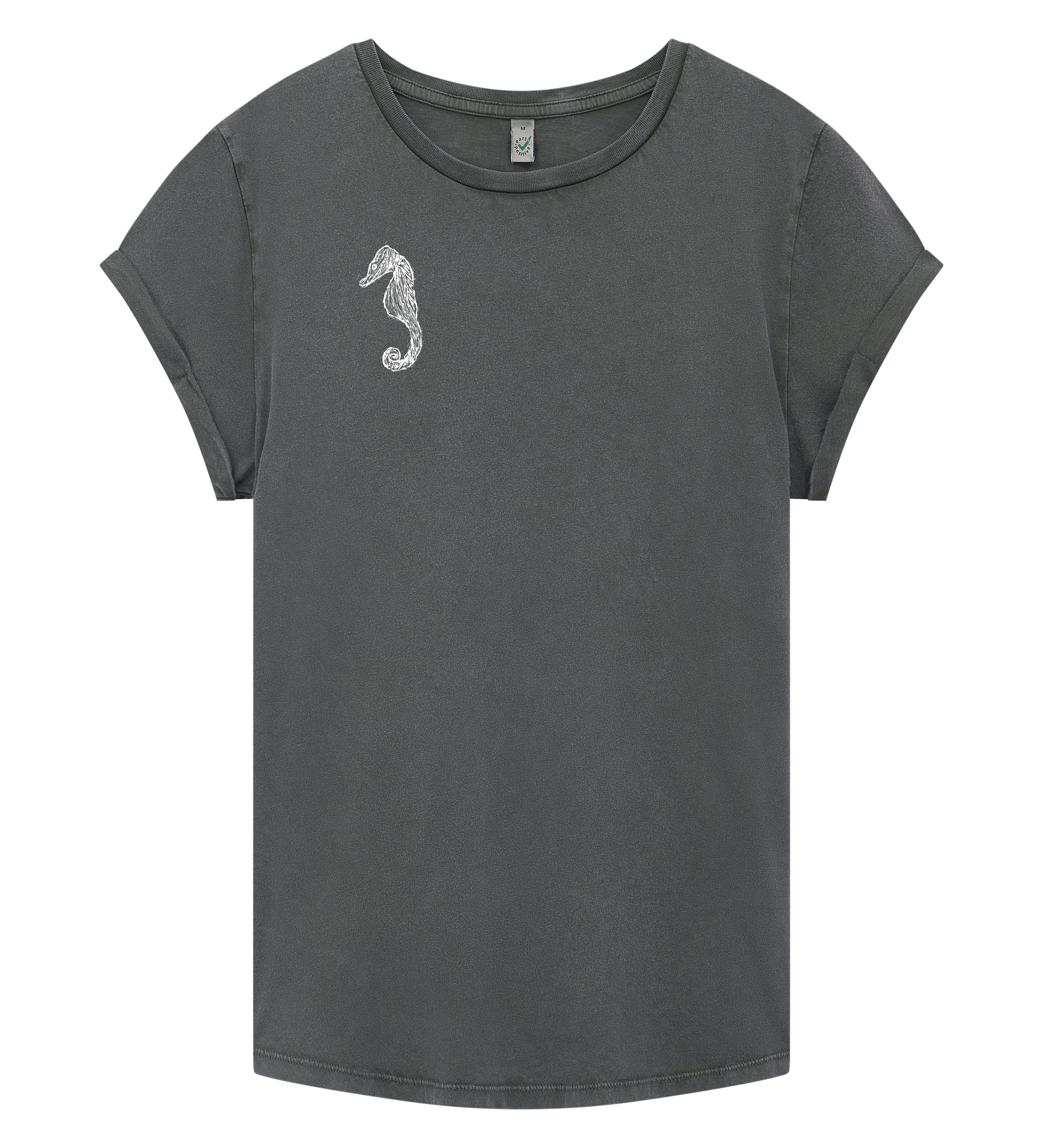 Seepferdchen Rolled Sleeve Damen T-Shirt