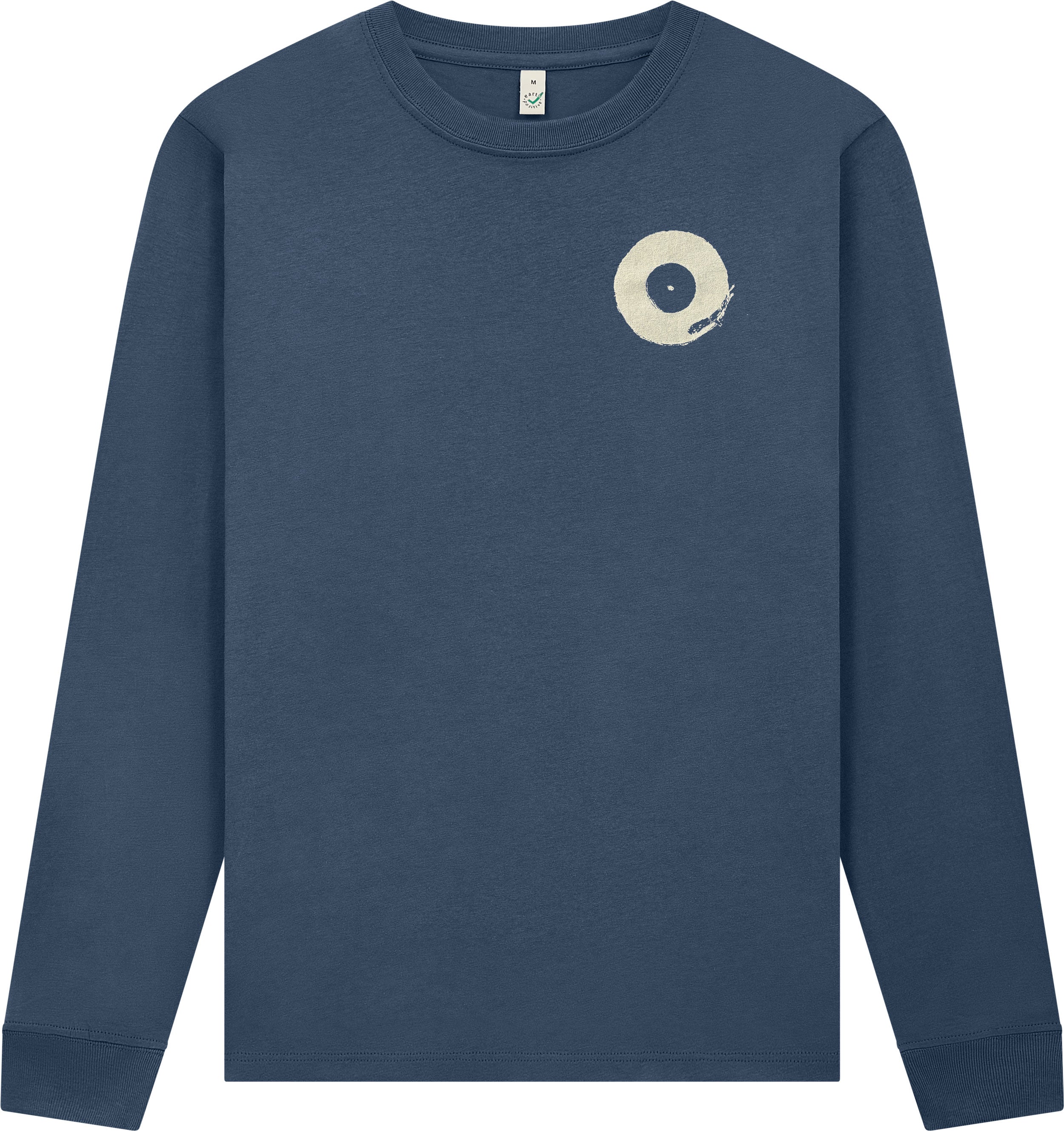 Plattenspieler Longsleeve – Faded Navy, Siebdruck, beidseitig bedruckt