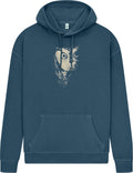 Eule Unisex Hoodie aus Bio-Baumwolle Stone Washed Blue