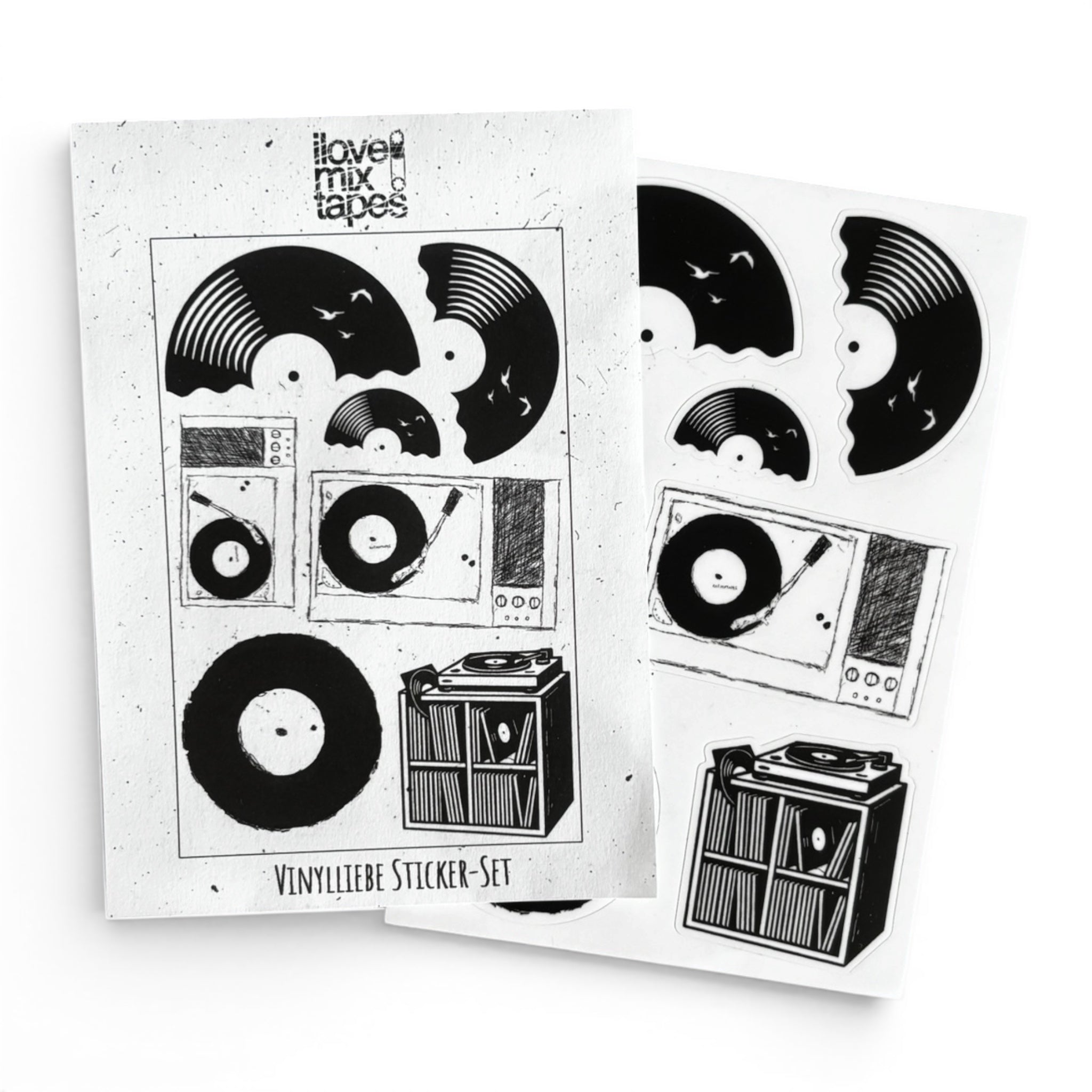Sticker-Set „Vinylliebe“ – 7 Vinyl Sticker auf Bogen (10 x 15 cm)