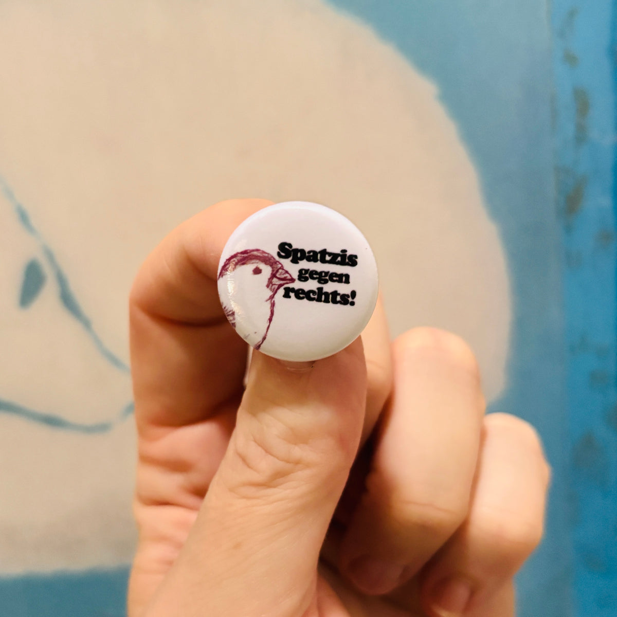 Spatzis gegen rechts Button 25 mm – Pin / Anstecker