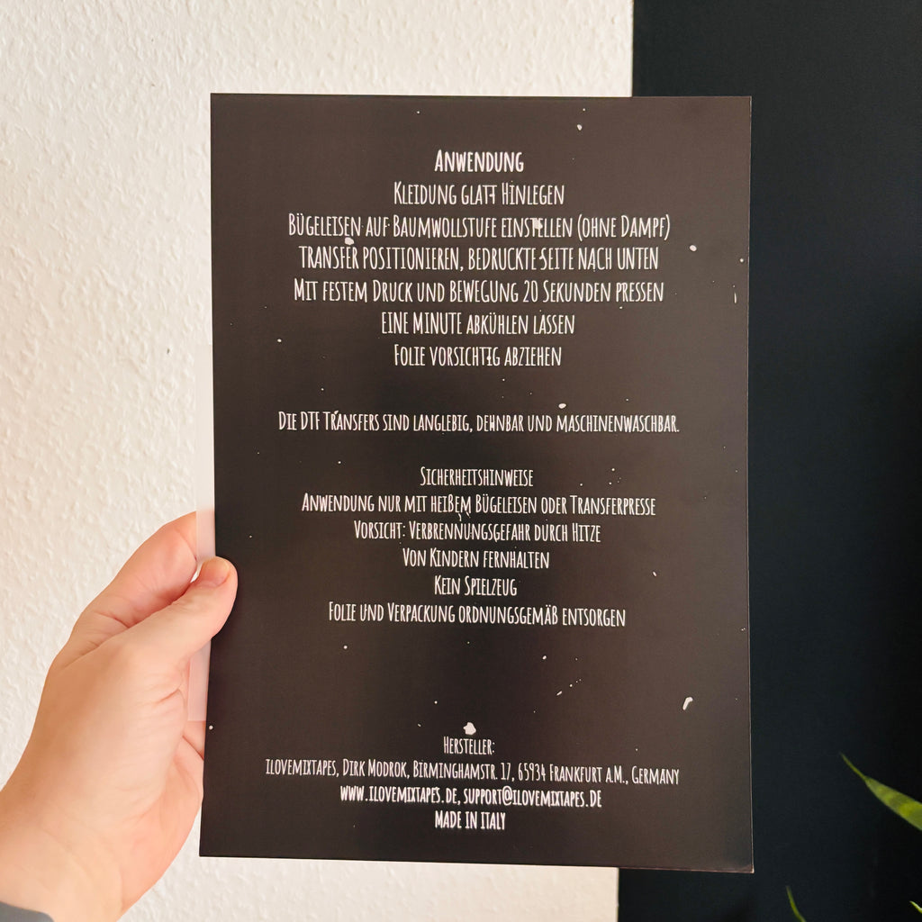 Papierhafen DTF Transfer – Bügelbild zum Aufbügeln auf Textilien