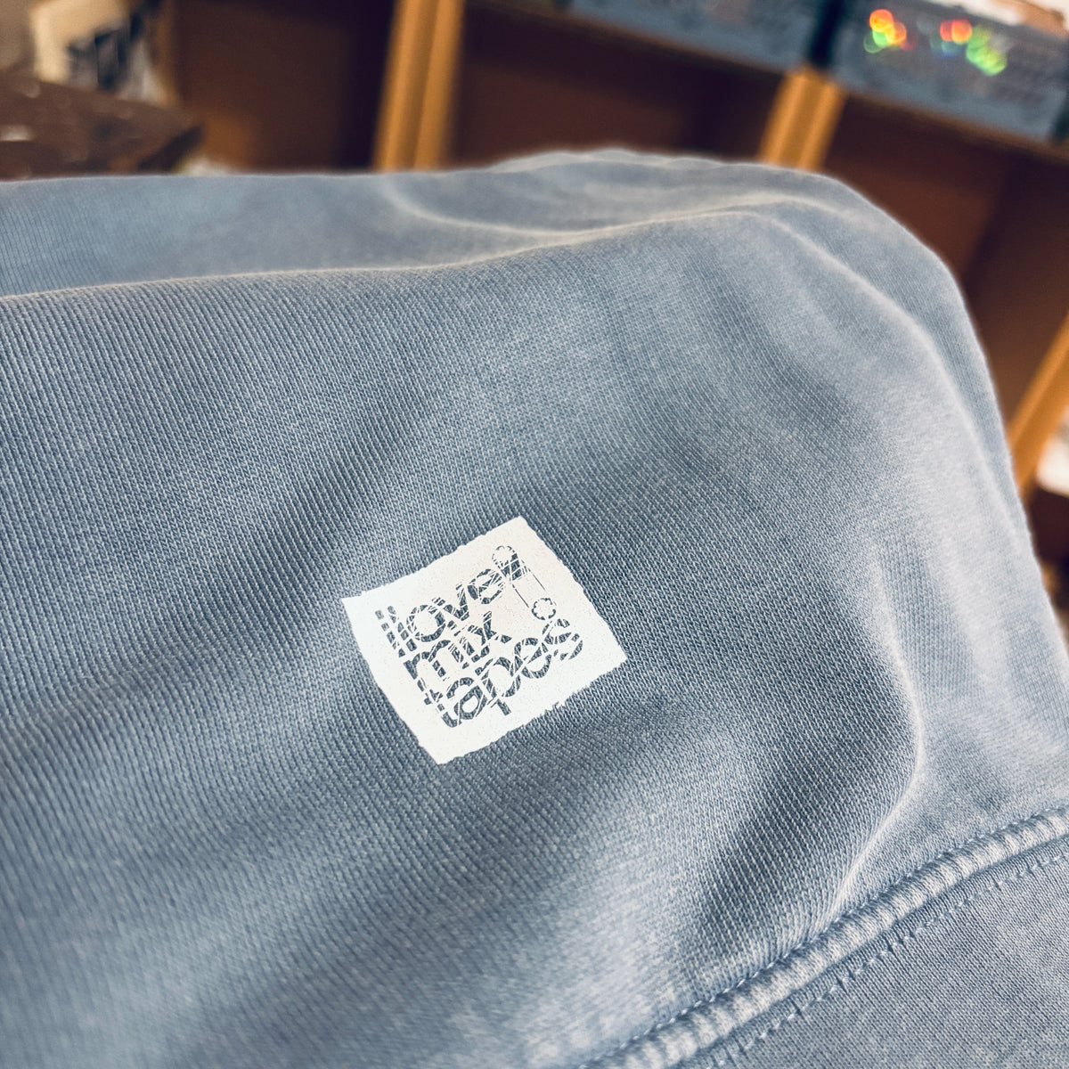 haha. nein. – Damen Sweater in Washed Blue Grey