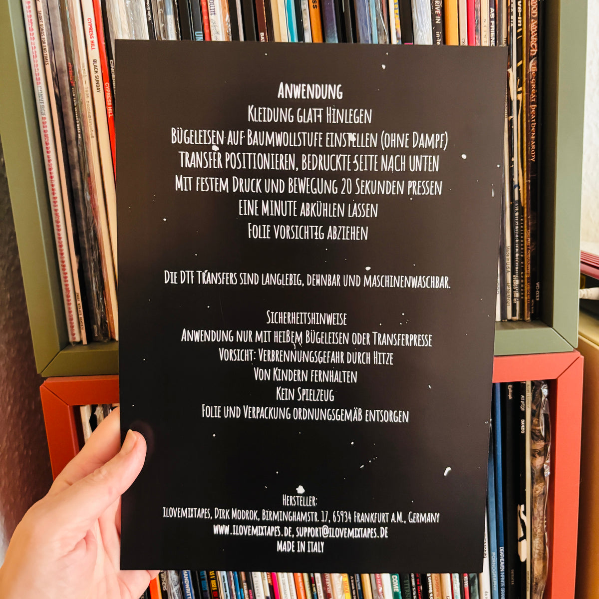 Vinyl Sun Schallplatte DTF Transfer – Bügelbild zum Aufbügeln auf Textilien