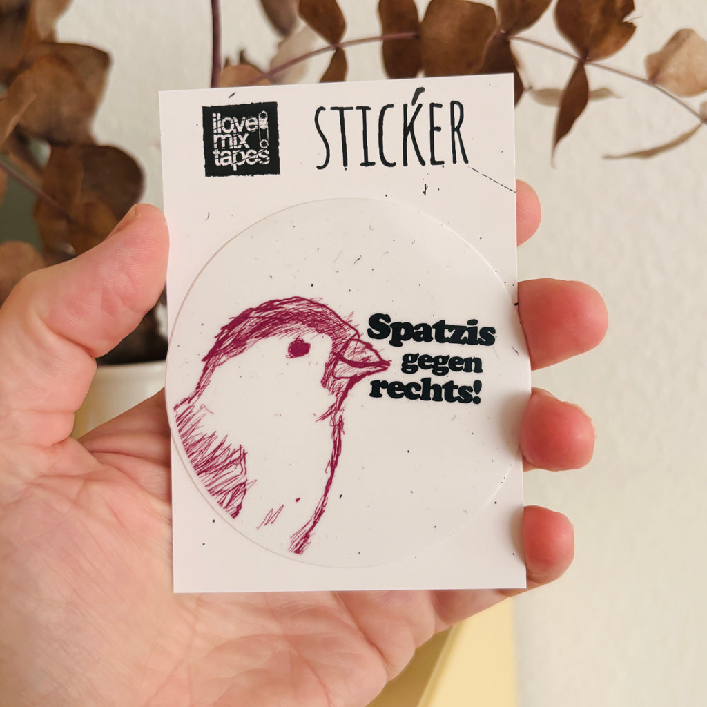 „Spatzis gegen rechts!“ Sticker – wetterfest für Auto, Laptop, Flasche & Co.