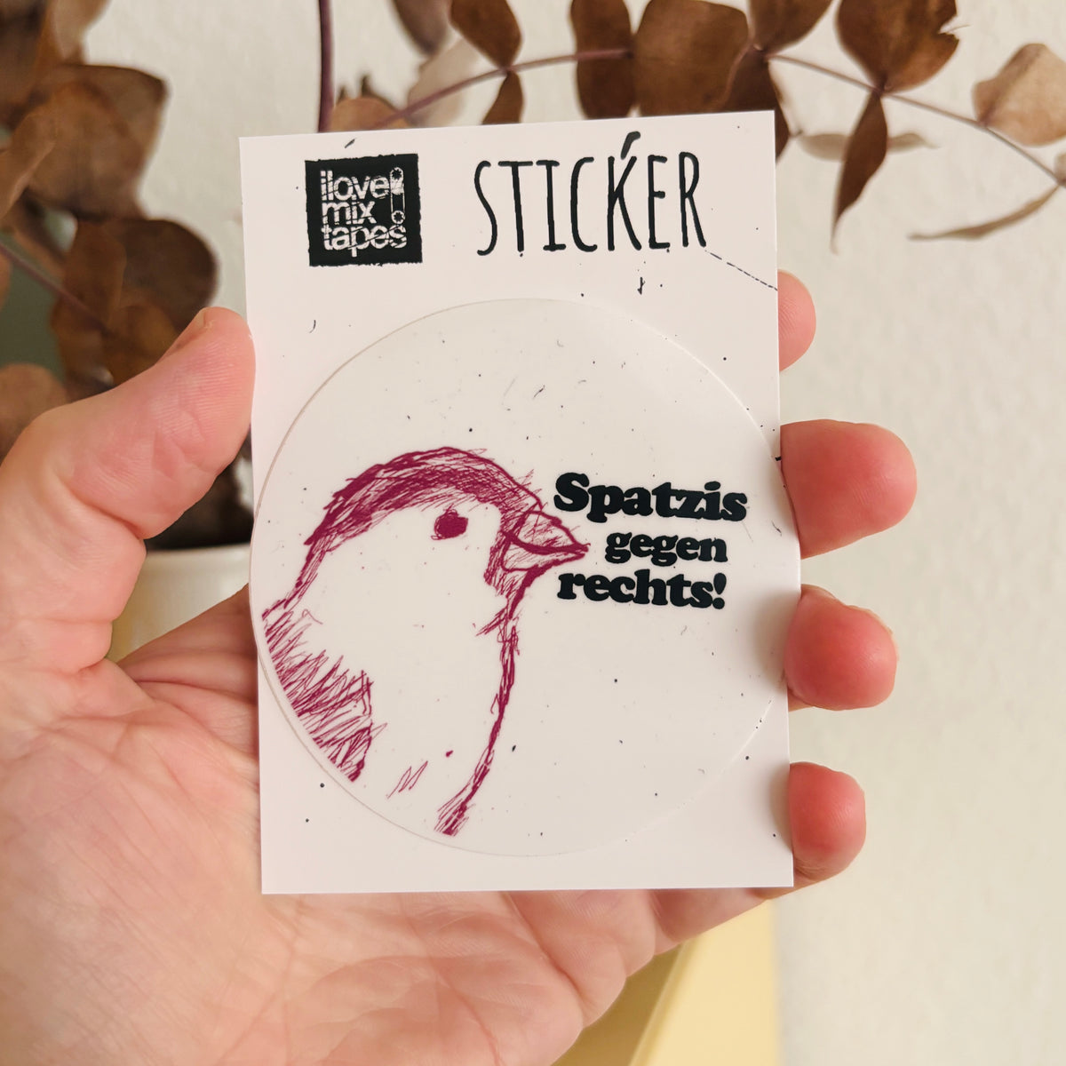 „Spatzis gegen rechts!“ Sticker – wetterfest für Auto, Laptop, Flasche & Co.