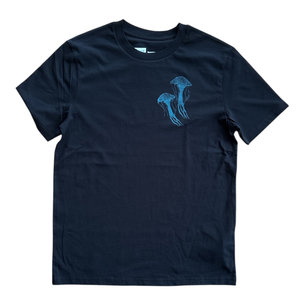 Handbedrucktes Quallen T-Shirt – limitiert auf 10 Stück | Unisex | Bio & Fair