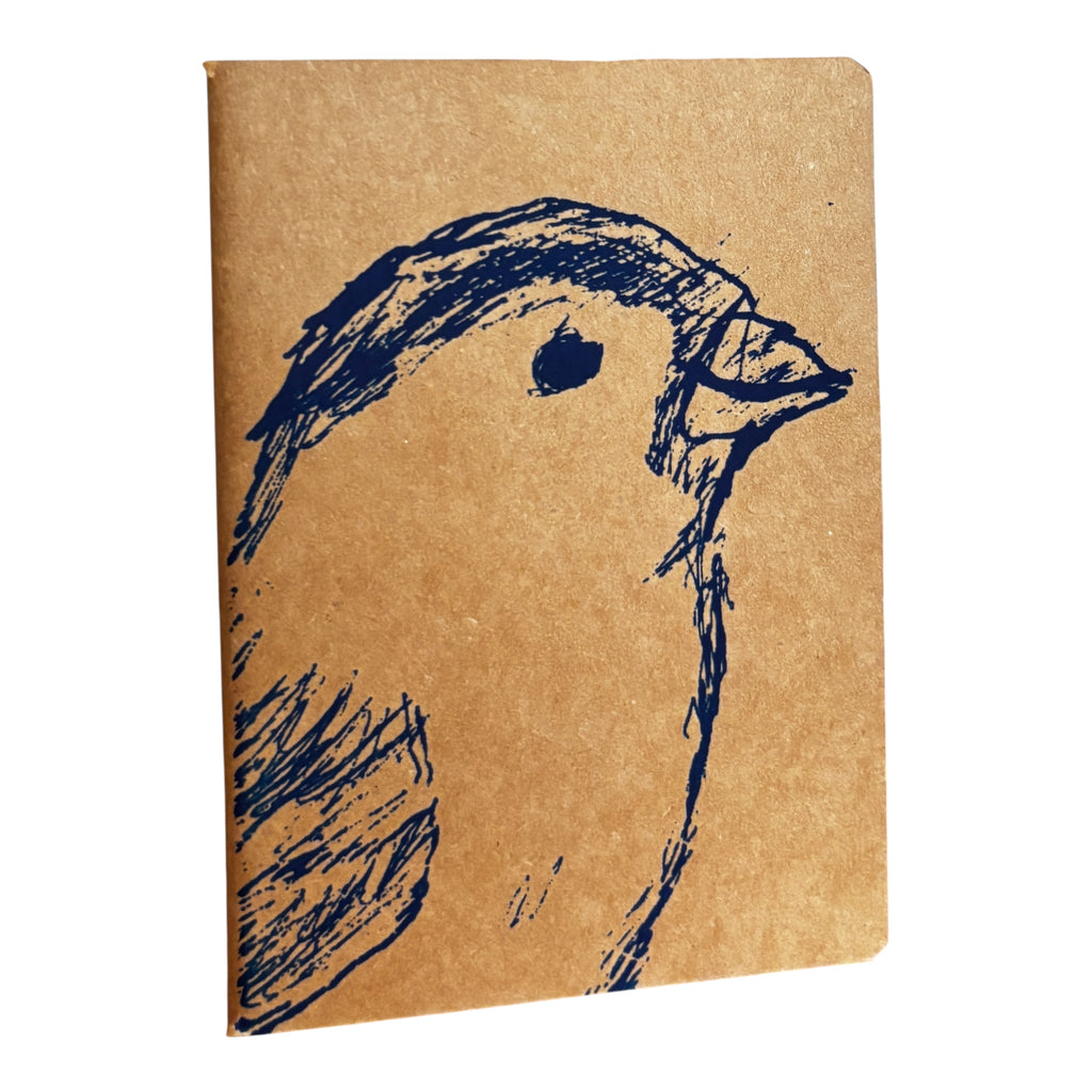 Notizbuch A6 „Spatz“ | Handbedruckt & Recycelt | Liniert