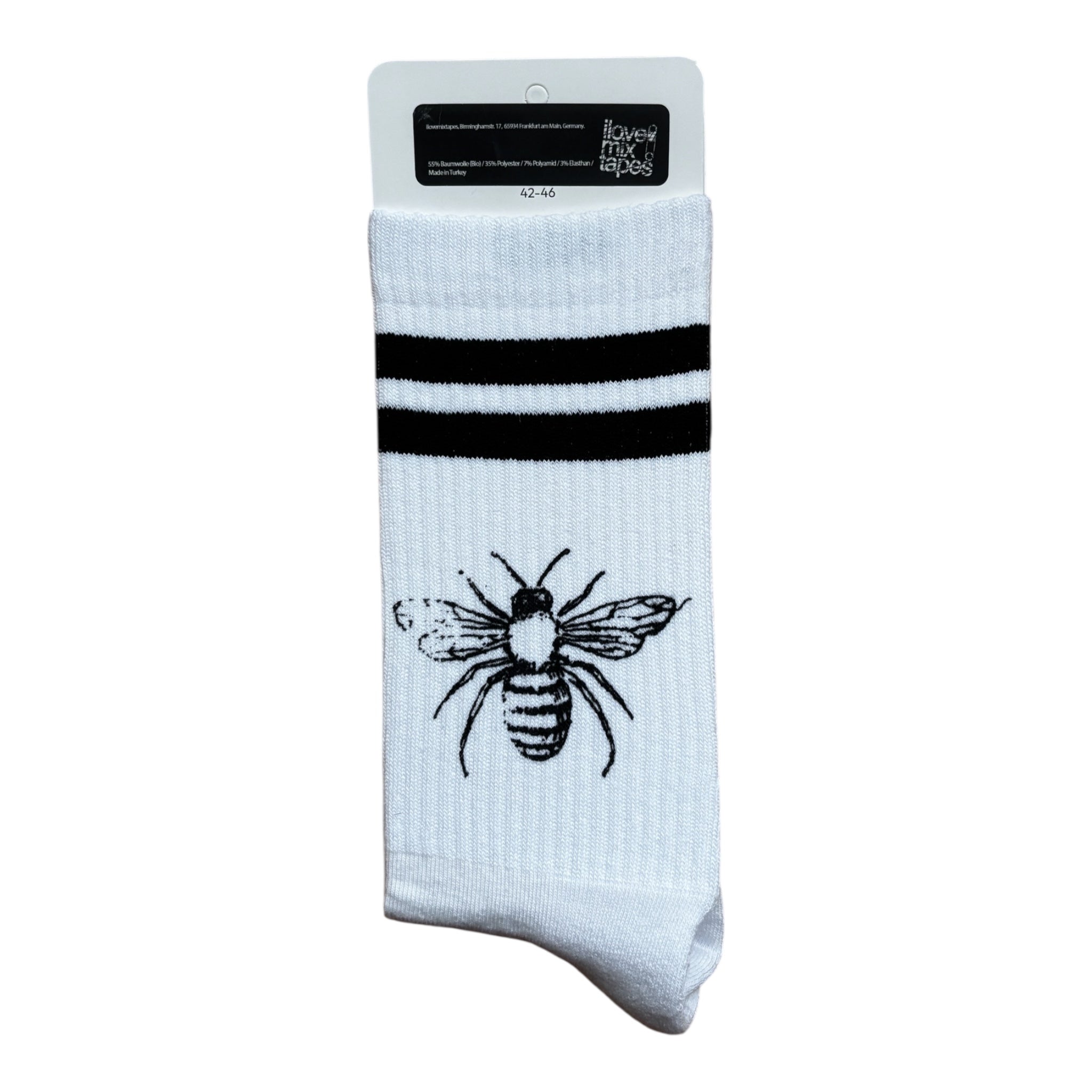 Handbedruckte „Biene“ Socken – fair, bio & mit Liebe im Atelier gefertigt Unisex