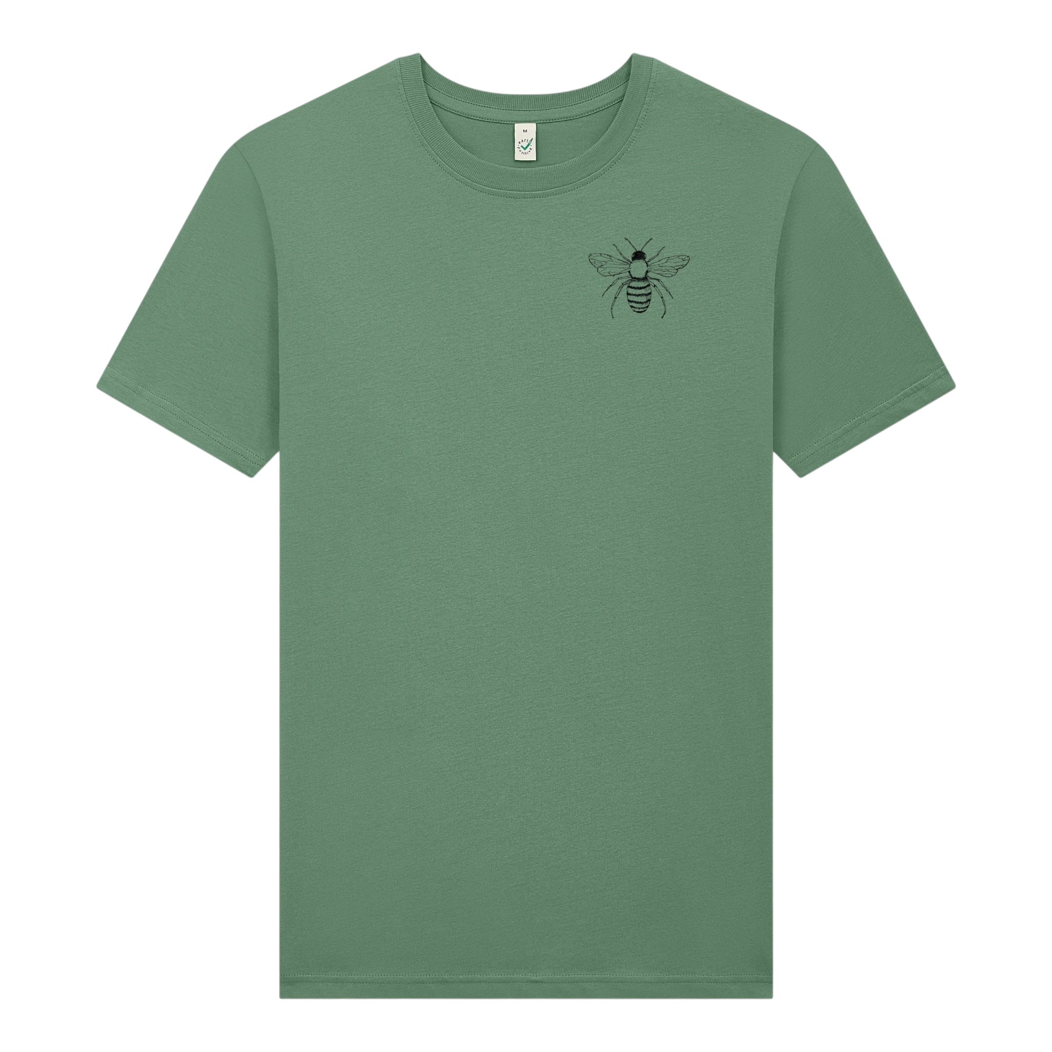 Biene Siebdruck Unisex T-Shirt Sage Green, stone washed