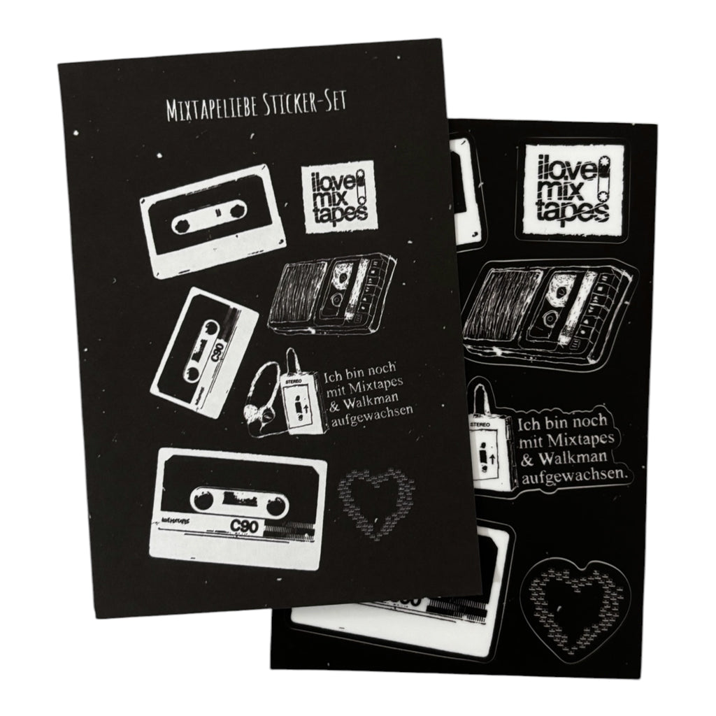 Sticker-Set „Mixtapeliebe“ – 7 Vinyl Sticker auf Bogen (10 x 15 cm)