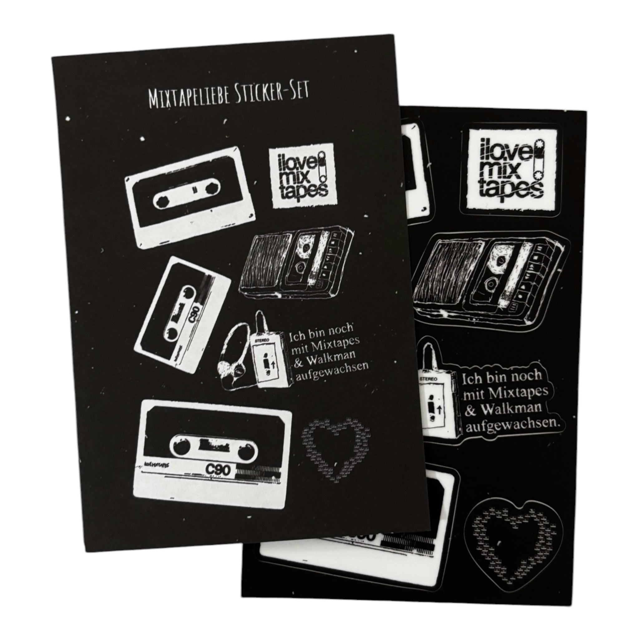 Sticker-Set „Mixtapeliebe“ – 7 Vinyl Sticker auf Bogen (10 x 15 cm)