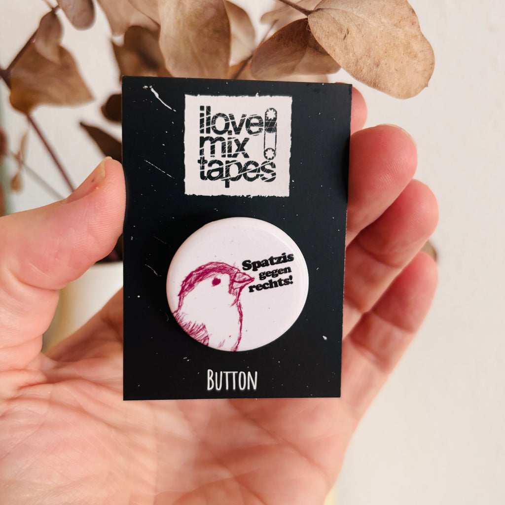Spatzis gegen rechts Button 32 mm – Pin / Anstecker