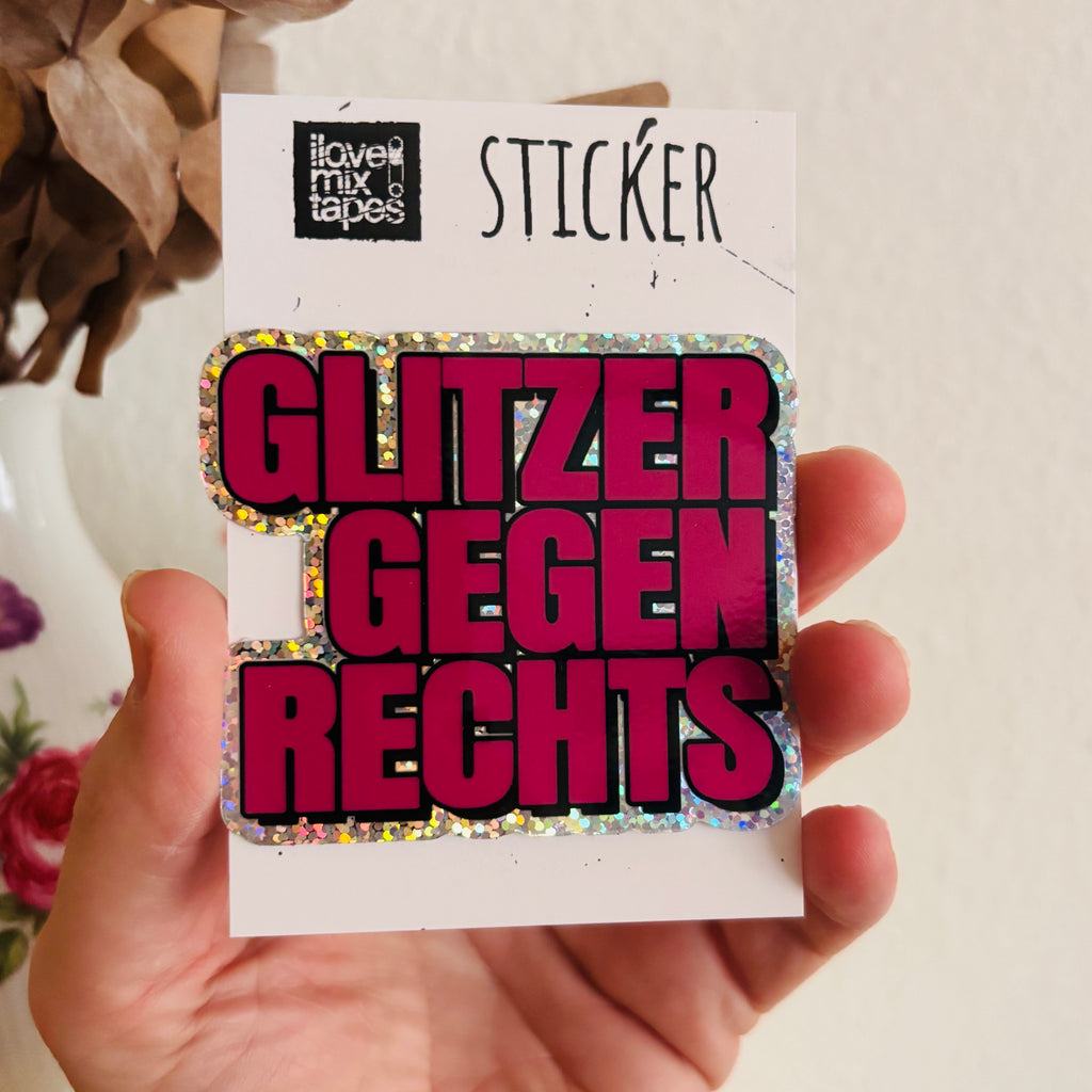 Glitzer gegen Rechts Glitzersticker – wasserfester Vinyl-Aufkleber für Laptop & Flasche