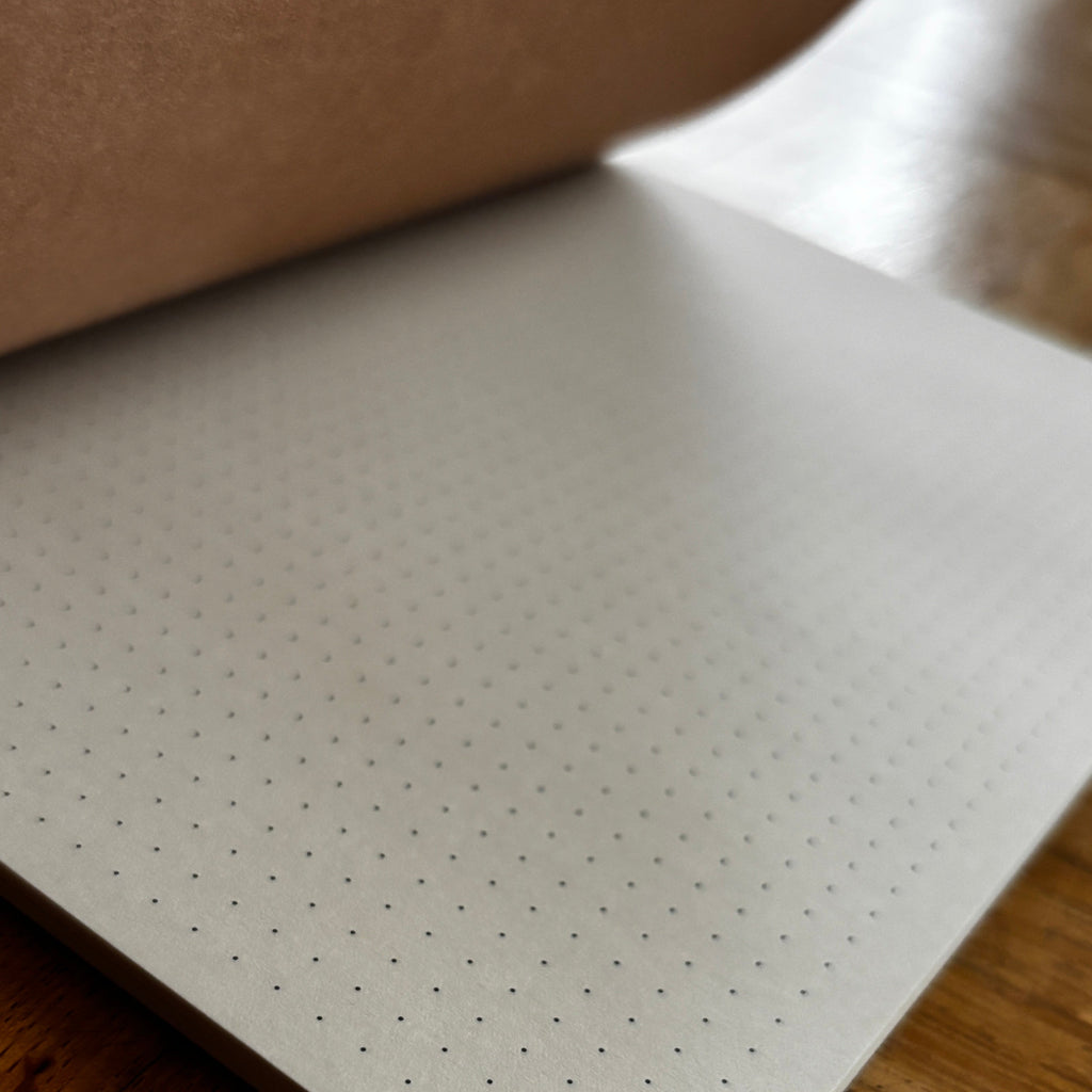 Notizbuch A5 | Das kleine Plattenregal | Handbedruckt | Kraftpapier | Gepunktet | 32 Seiten | FSC-zertifiziert | Handmade
